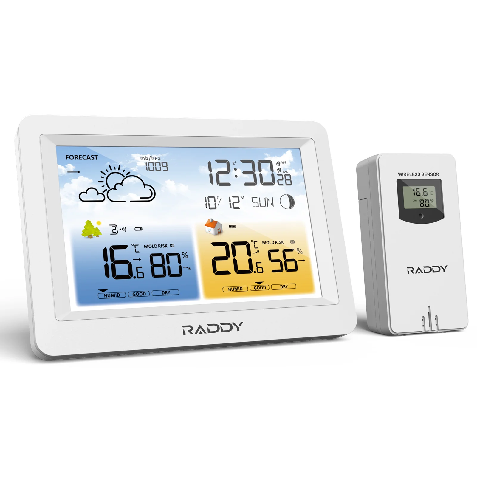 Raddy WM6 Weather Station | Wireless Thermometer Hygrometer | Built-in 2000mAh Battery | Mold Risk Alert - Image 9
