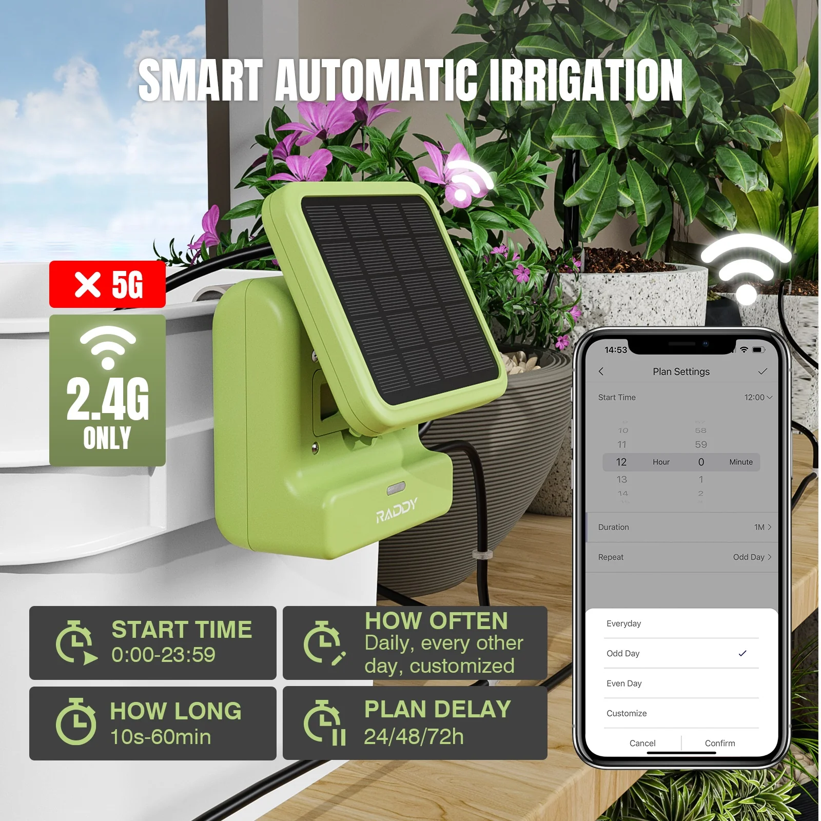 Raddy WS-2 Wi-Fi Drip Irrigation System | APP-Controlled | DIY Automatic Water Pump |  Dual Power Supply - Image 2
