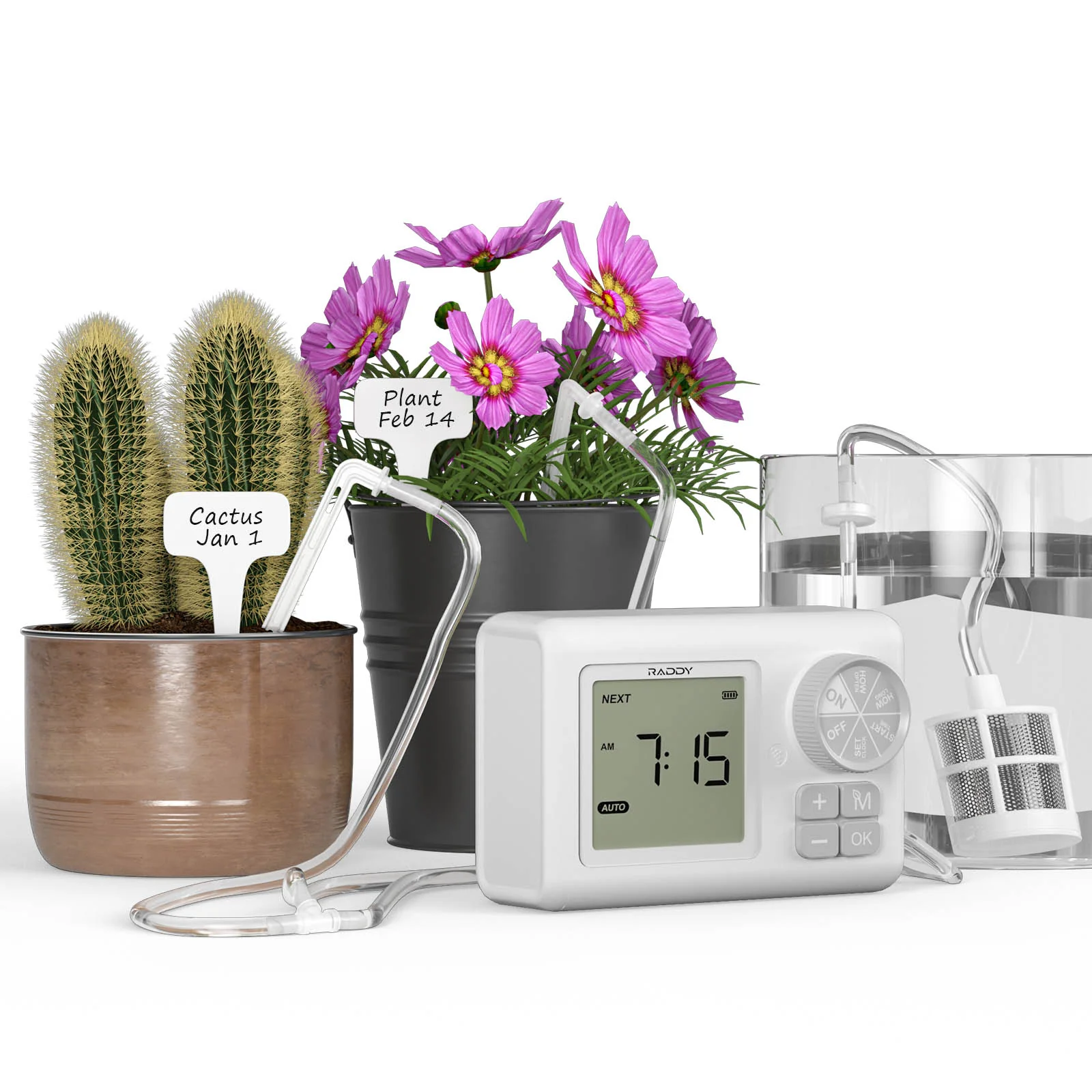 Raddy WS-6/WS-64 Automatic Drip Irrigation Kit | LCD Display | Programmable Water Timer | Water Shortage Alarm | for 15 Potted Plants - Image 14
