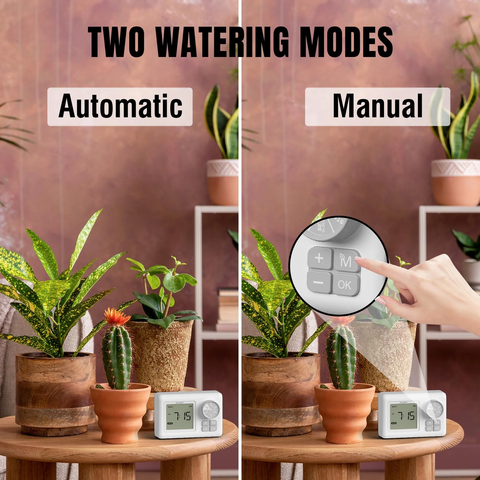 Raddy WS-6/WS-64 Automatic Drip Irrigation Kit | LCD Display | Programmable Water Timer | Water Shortage Alarm | for 15 Potted Plants - Image 8