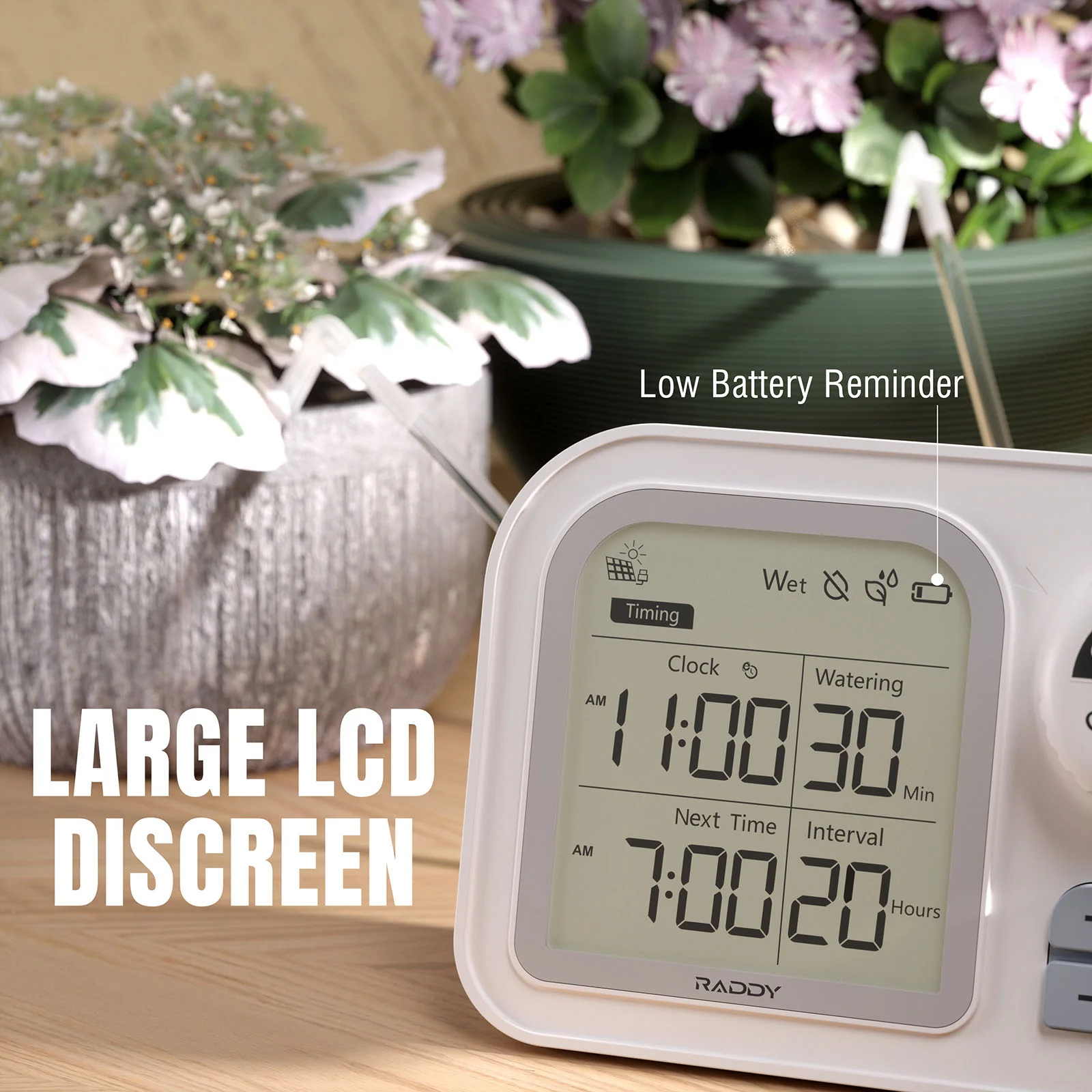 Raddy WS-7 Solar Drip Irrigation Kit | IPX7 Waterproof | Auto Watering System | Auto-Soil Humidity Detection | 2600mAh Battery | Large Display - Image 10