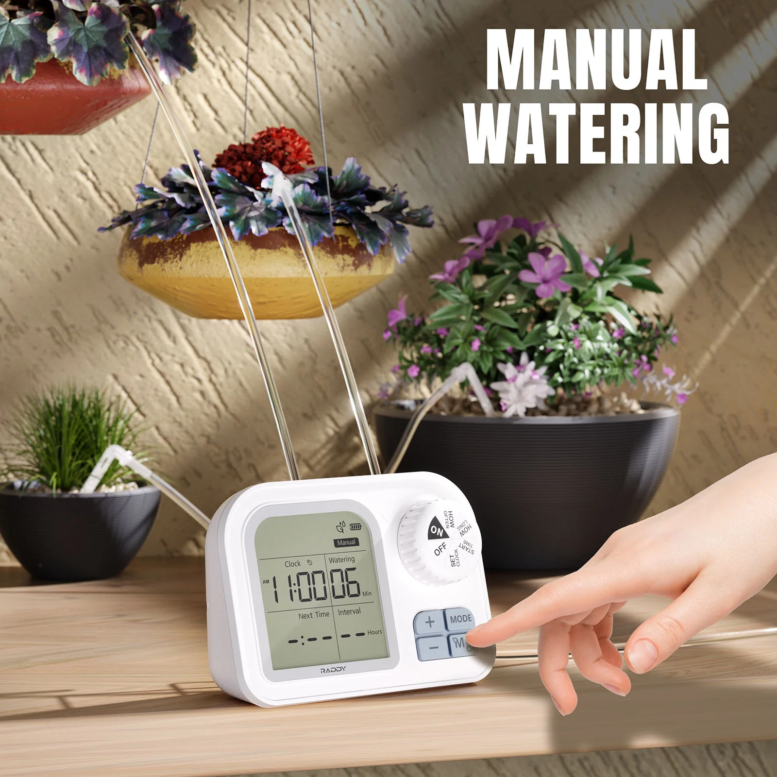 Raddy WS-7 Solar Drip Irrigation Kit | IPX7 Waterproof | Auto Watering System | Auto-Soil Humidity Detection | 2600mAh Battery | Large Display - Image 11