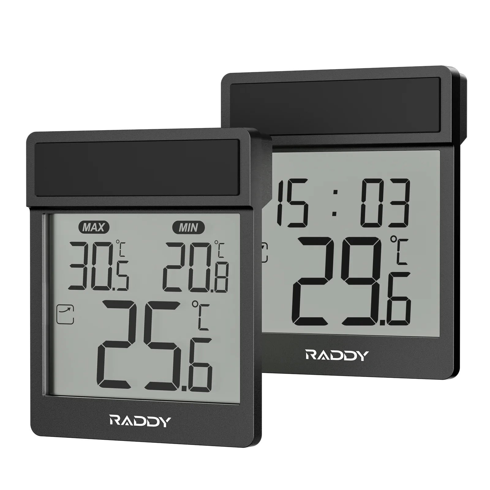 Raddy WT-1 Digital Window Thermometer |  IP44 Waterproof | Clear LCD Display | Max/Min Record | Easy Stick-on Mount | Battery Powered - Image 2