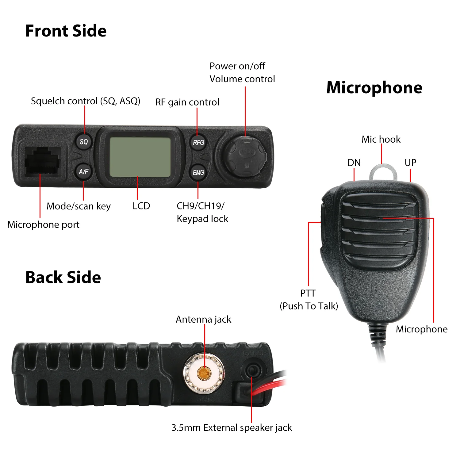 Radioddity CB-27 CB Radio Mobile Radio  | AM/FM | 4W | 40/80 Channel [DISCONTINUED] - Image 6