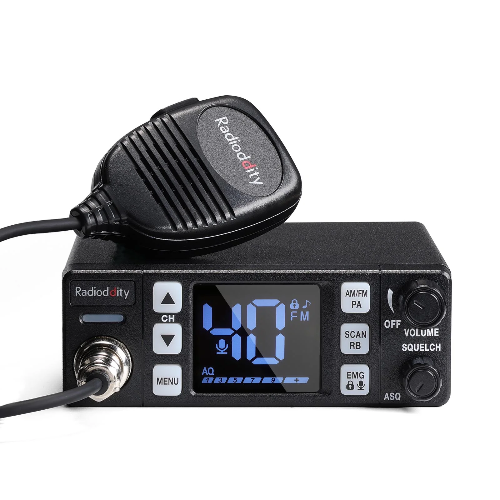 Radioddity CB-606 / CB-606 Pro CB Radio | 4W | AM/FM/PA | 2.2’’ LCD Display | Instant Channel 9/19 | NB/ASQ/SQ | 40 Channels - Image 9