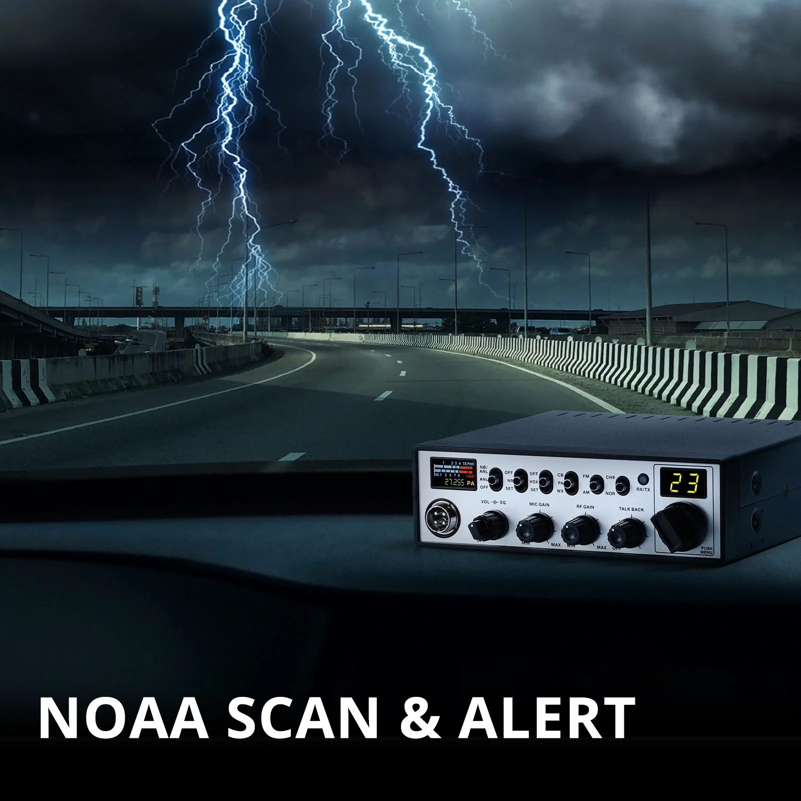Radioddity CB-900 PRO | 4W | AM/FM | Noise Reduction | ASQ | VOX | Support PA System | SWR High Alert | Instant CH 9 - Image 4