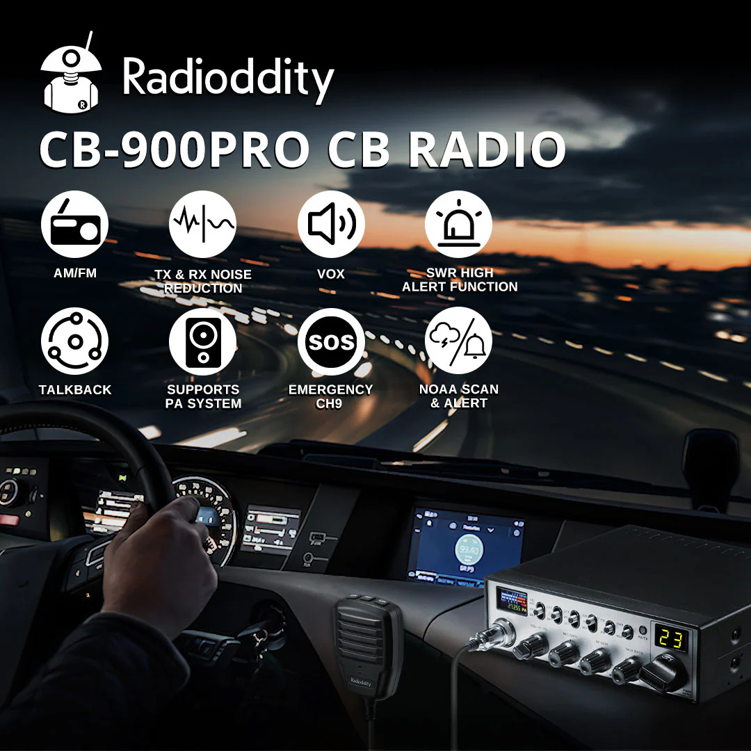 Radioddity CB-900 PRO | 4W | AM/FM | Noise Reduction | ASQ | VOX | Support PA System | SWR High Alert | Instant CH 9 - Image 9