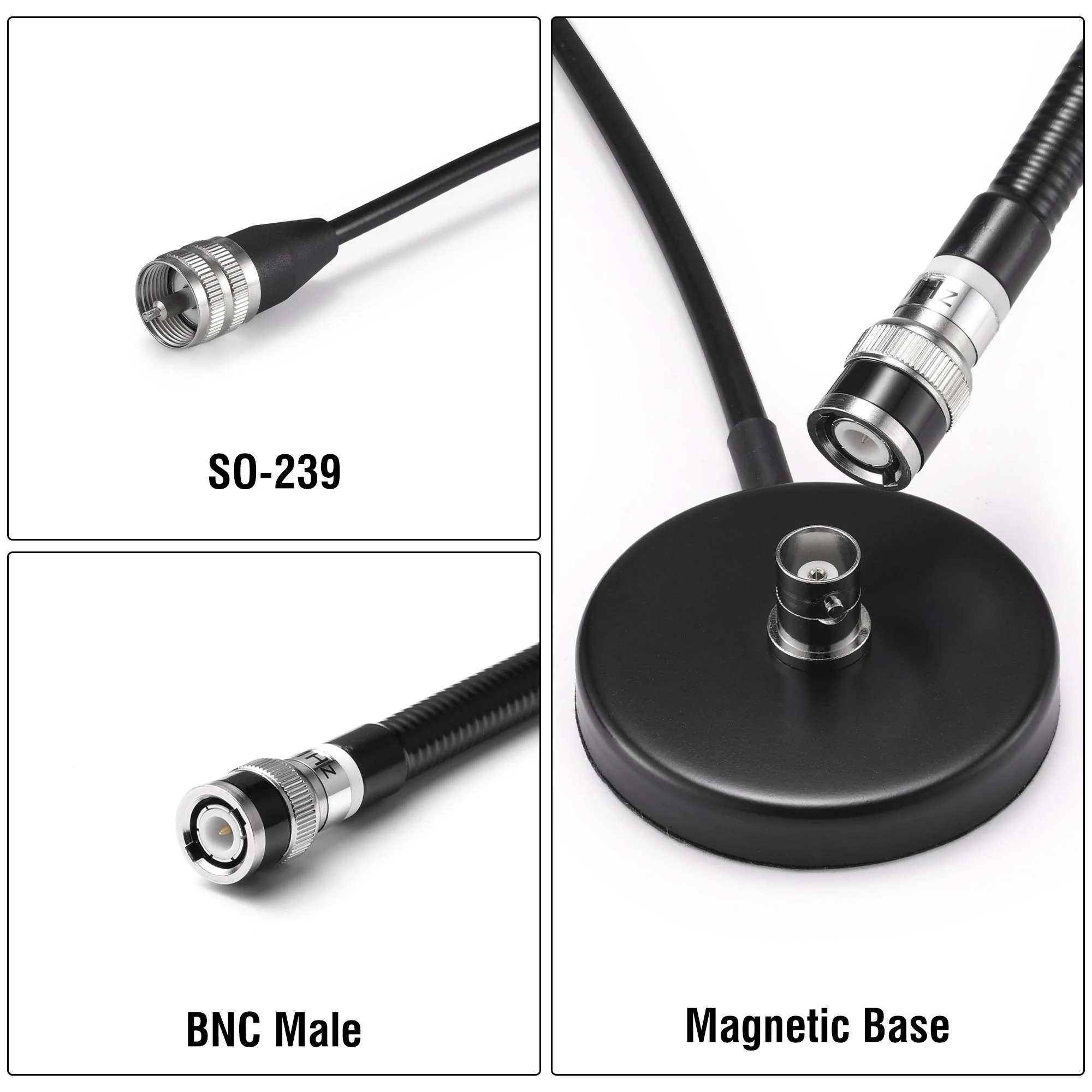 Radioddity CB515 CB Antenna | 27MHz | SO-239 Connector | With Magnetic Base | 13.1 ft Cable - Image 3