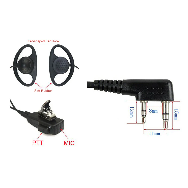 Radioddity D-Shape Earpiece PTT Mic for Baofeng Motorola TYT [DISCONTINUED] - Image 2