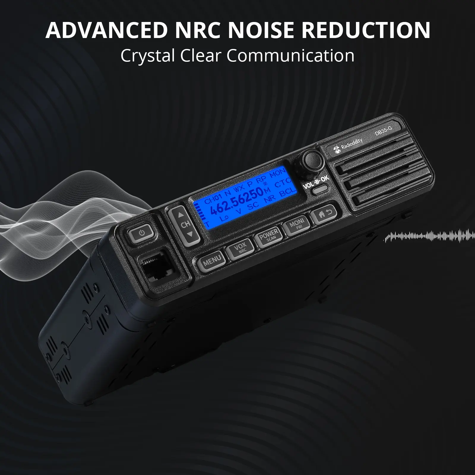Radioddity DB35-G GMRS Mobile Radio | 35W | Detachable Faceplate | NRC Noise Reduction | 7-Color LCD Display | Programming Cable | UHF/VHF Receiver - Image 10