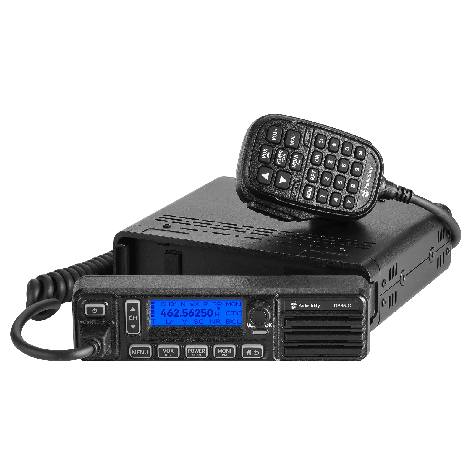 Radioddity DB35-G GMRS Mobile Radio | 35W | Detachable Faceplate | NRC Noise Reduction | 7-Color LCD Display | Programming Cable | UHF/VHF Receiver - Image 2