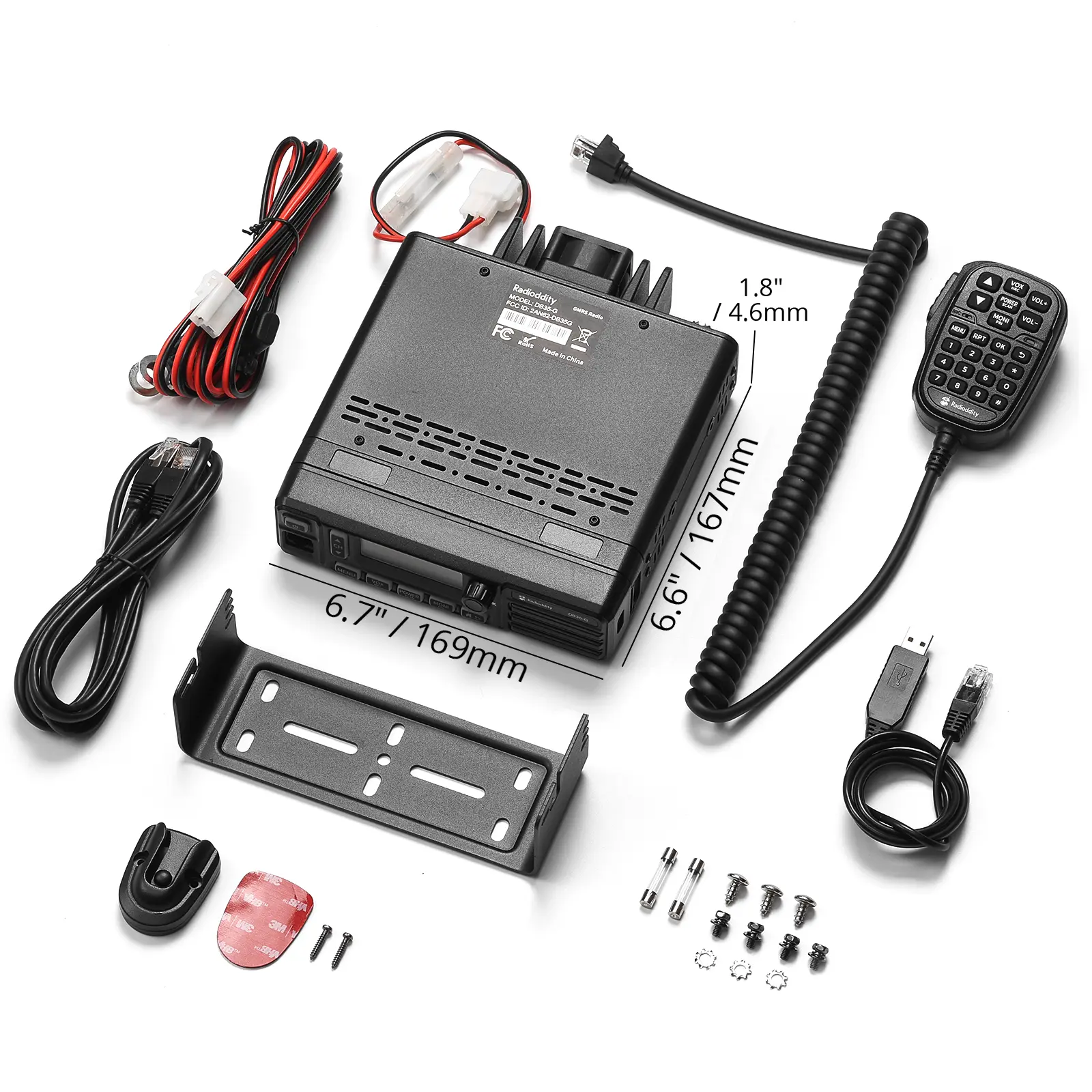 Radioddity DB35-G GMRS Mobile Radio | 35W | Detachable Faceplate | NRC Noise Reduction | 7-Color LCD Display | Programming Cable | UHF/VHF Receiver - Image 4