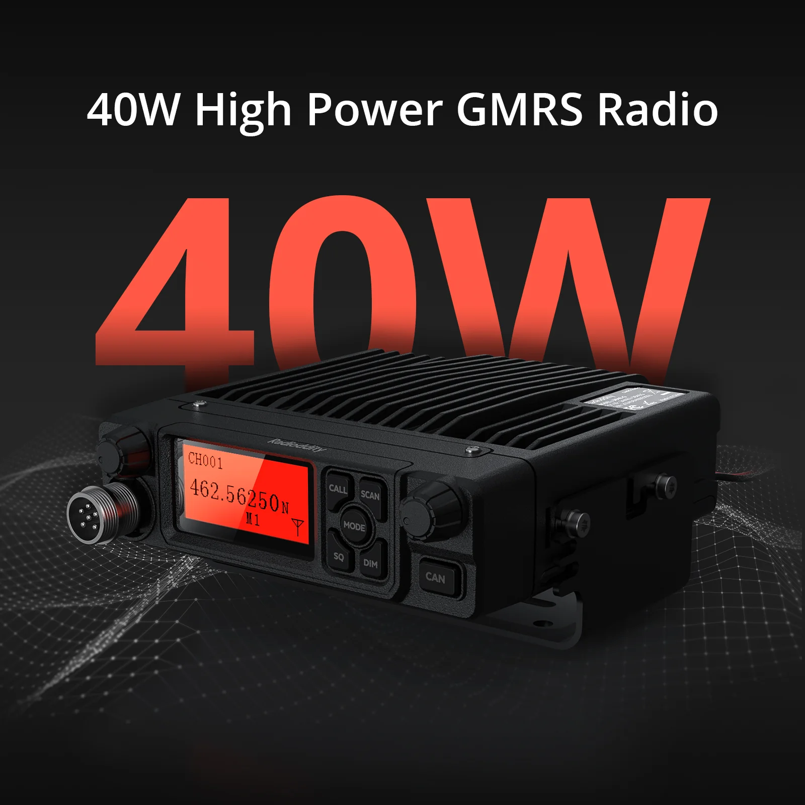 Radioddity DB40-G GMRS Mobile Radio | 40W | Repeater Capable | 199 Channels | UHF Scanning Receiver | Support CHIRP Programming - Image 3