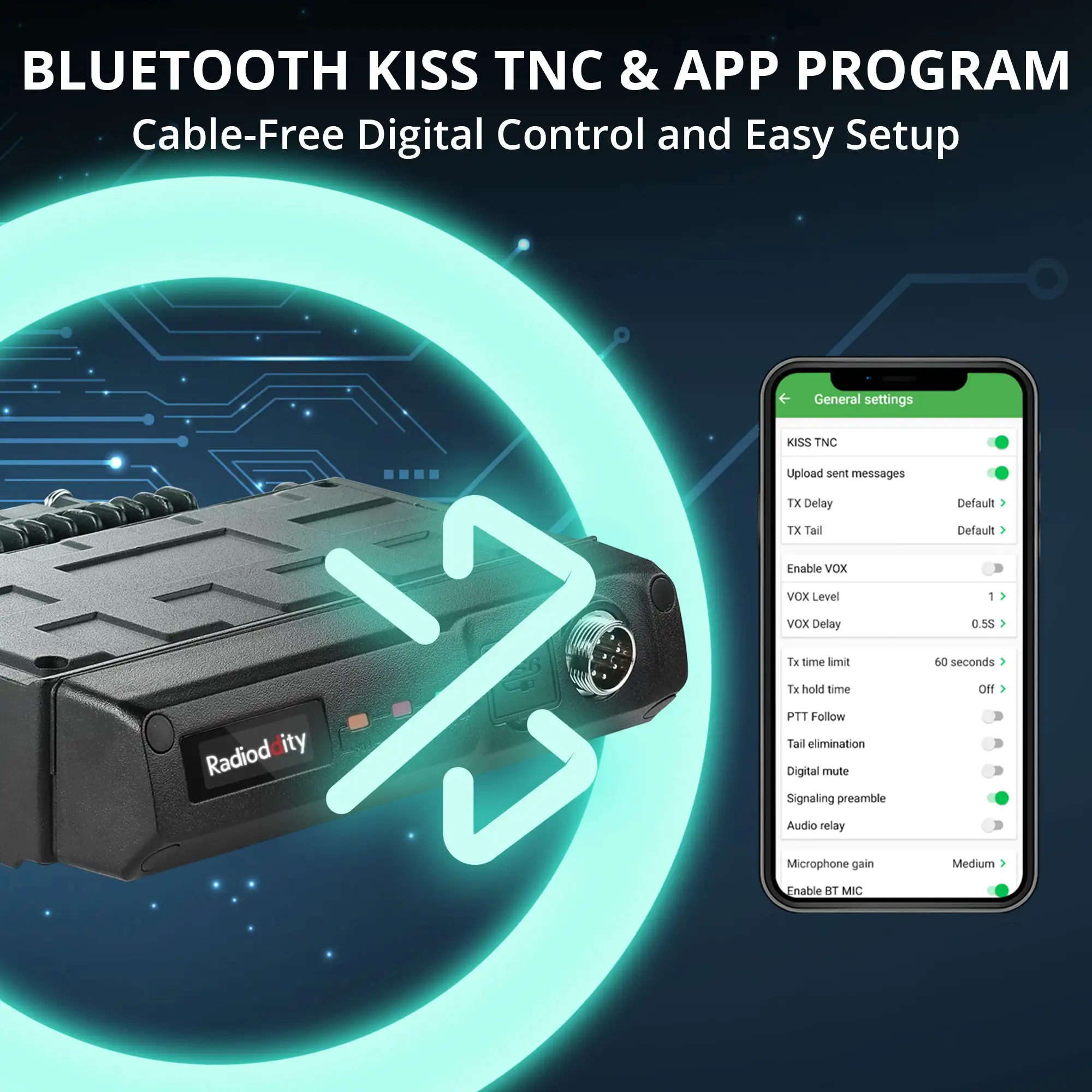 Radioddity DB50-B Mini Mobile Radio | 50W | GPS & APRS | Multi-band TX & RX | Bluetooth KISS TNC & APP Program | All-in-one MIC with Display - Image 5