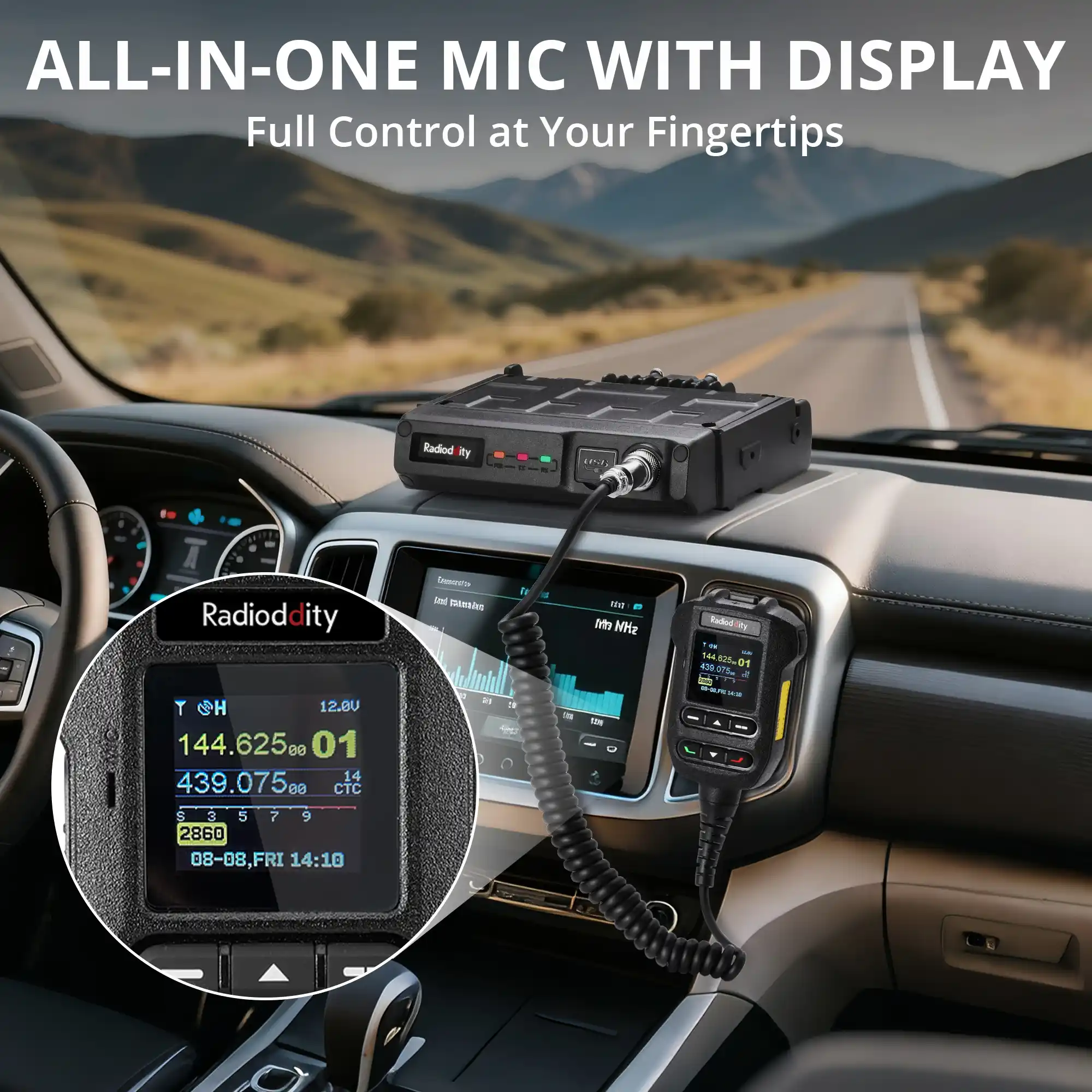 Radioddity DB50-B Mini Mobile Radio | 50W | GPS & APRS | Multi-band TX & RX | Bluetooth KISS TNC & APP Program | All-in-one MIC with Display - Image 7