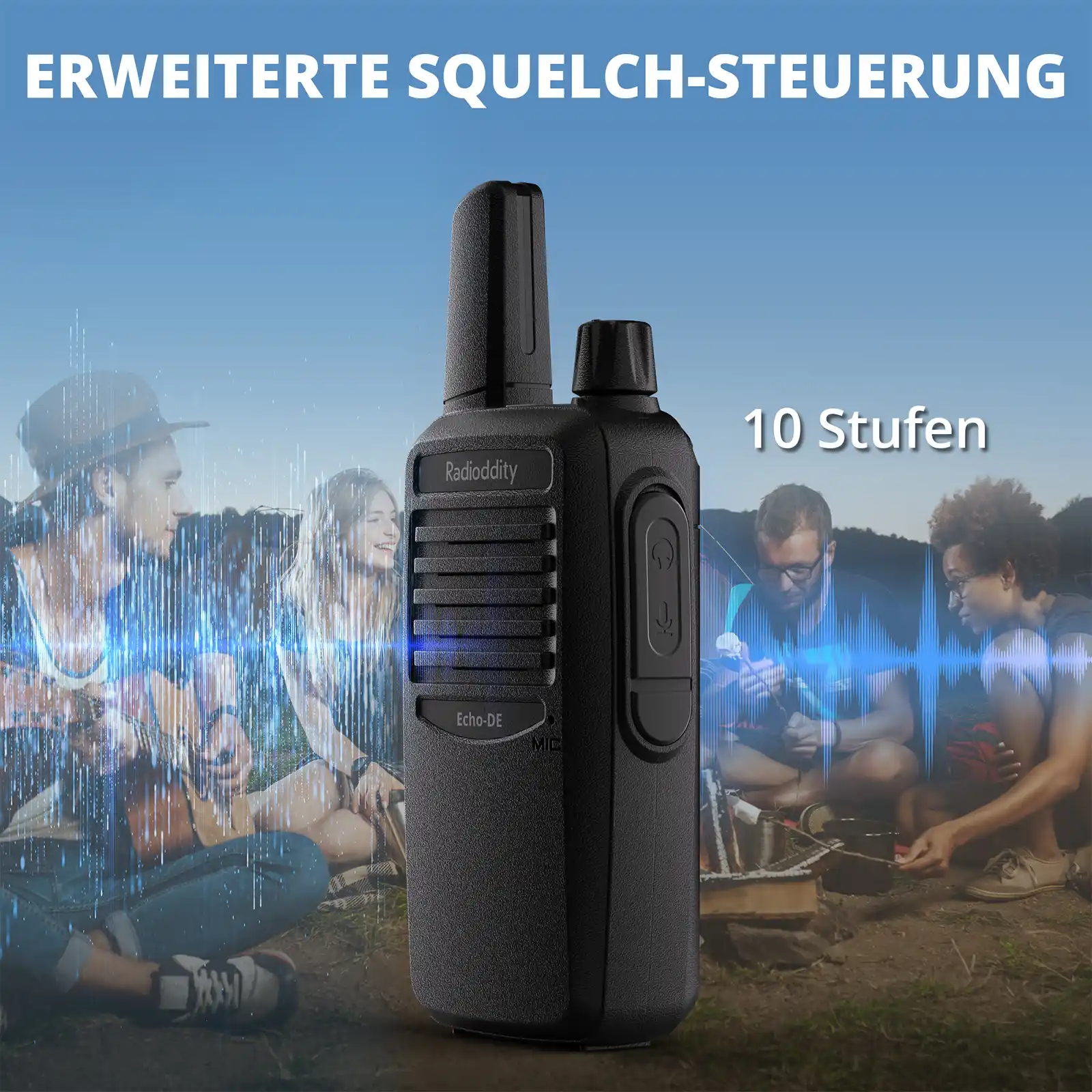 Radioddity Echo-DE/IT PMR446 Radio | German/ltalian Voice Prompts | Lightweight | 1200mAh Battery | USB-C Charging | VOX | Ideal for Hiking/Camping - Image 9
