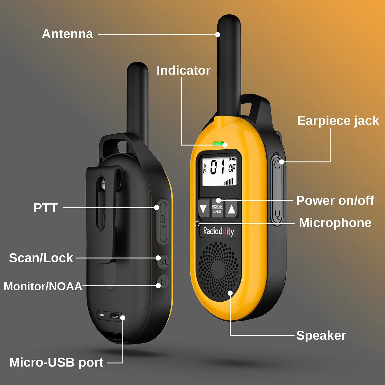 Radioddity FS-T2 / PR-T2 [1 Pair] | NOAA | License-free | USB Charging | CTCSS/DCS [Discontinued] - Image 5