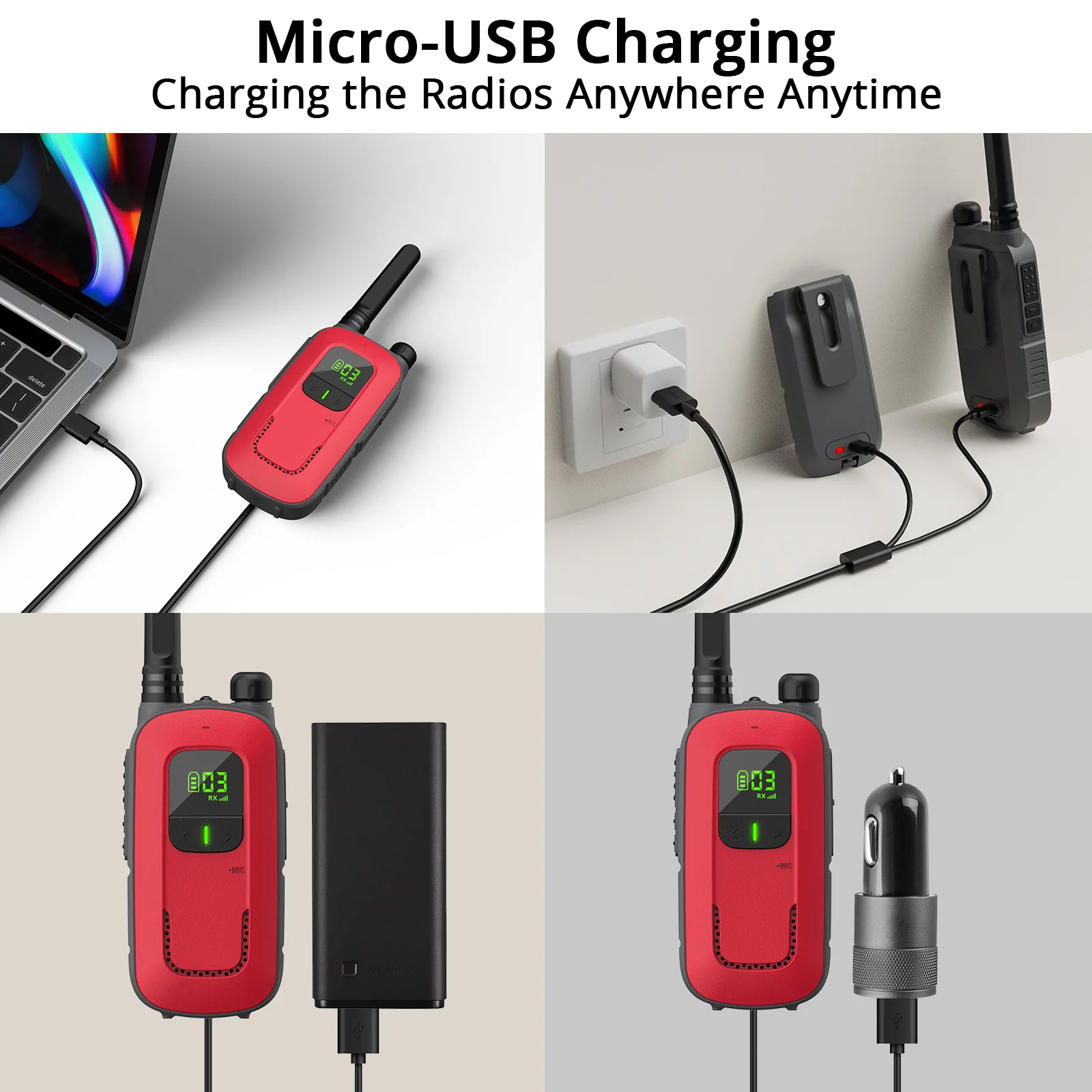 Radioddity FS-T3/PR-T3 [4 Packs]  | License-free | USB Charging | Flashlight | VOX - Image 4