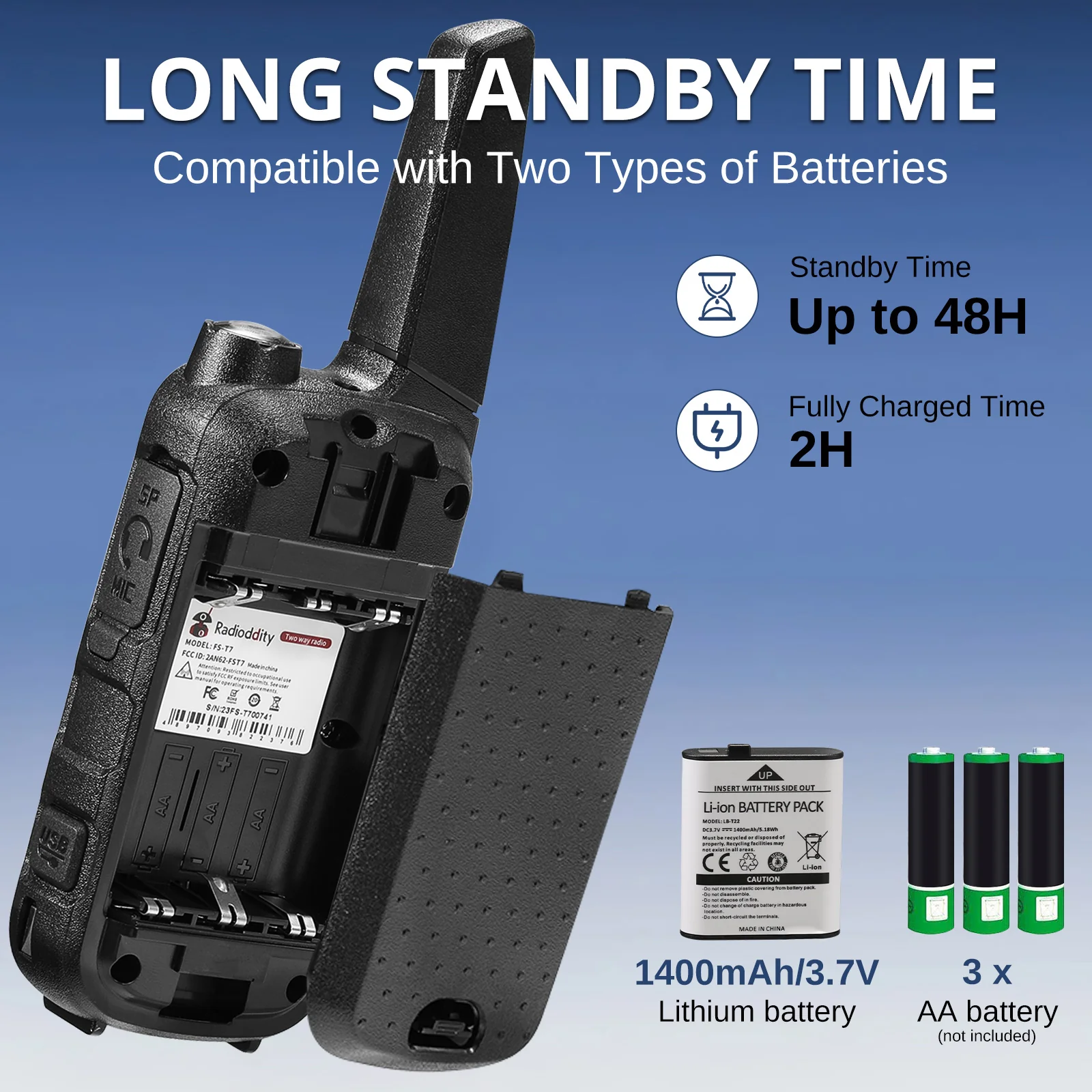 Radioddity FS-T7 FRS Radio | License Free | USB-C Charging | Dual Watch | VOX | Flashlight | NOAA - Image 4