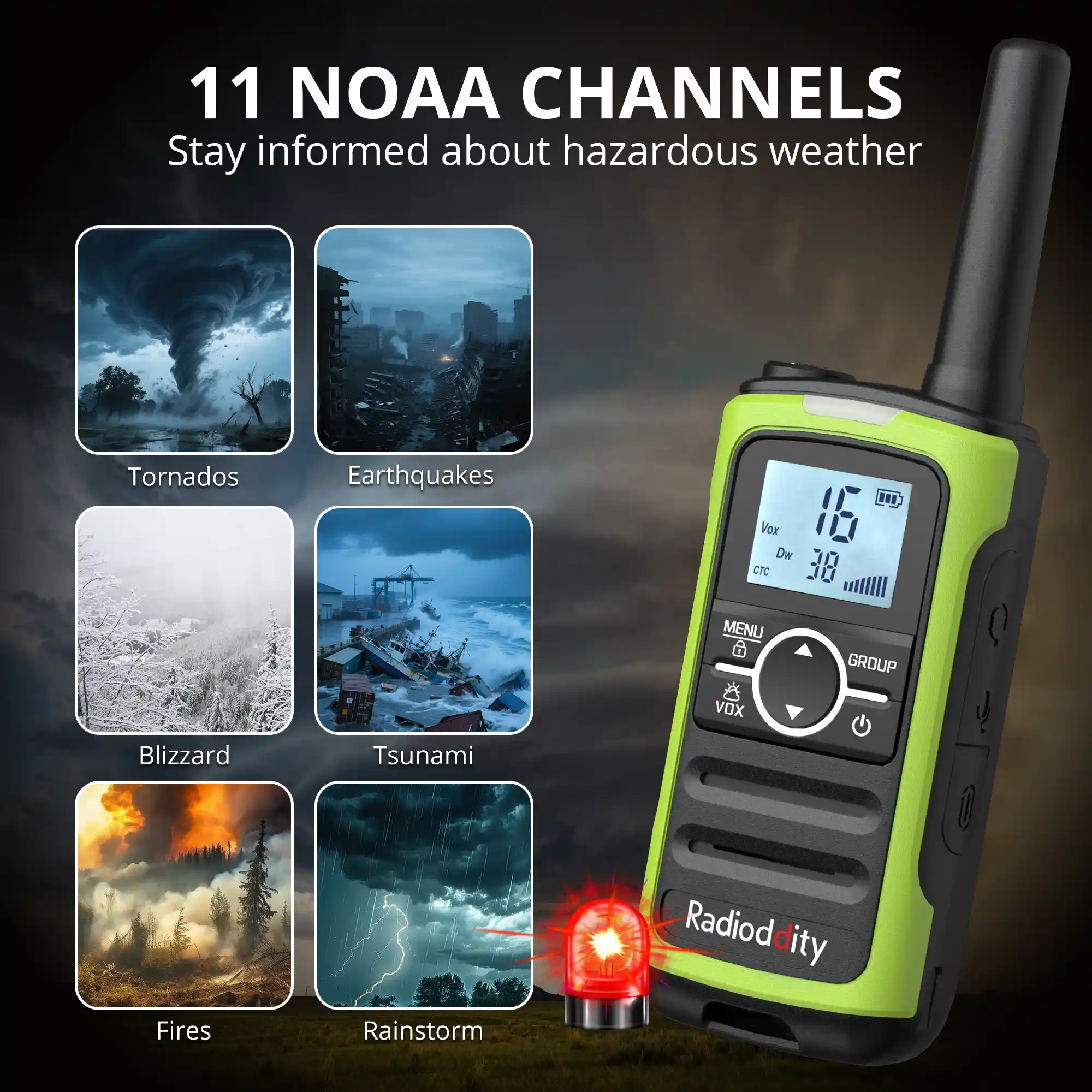 Radioddity FS-T8/PR-T8 FRS/PMR Radio | Long Range with Group Call | VOX | NOAA | Flashlight | 2000mAh Battery | USB-C Charging - Image 6