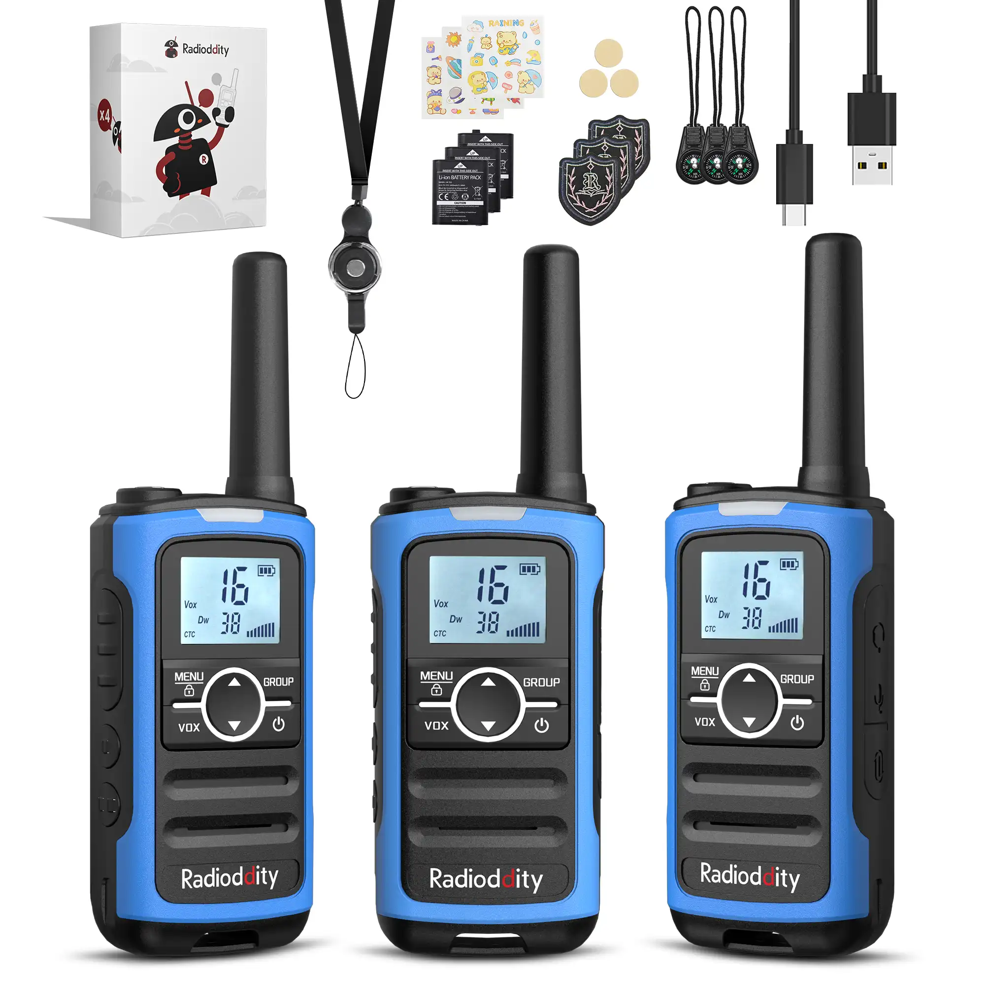 Radioddity FS-T8/PR-T8 FRS/PMR Radio | Long Range with Group Call | VOX | NOAA | Flashlight | 2000mAh Battery | USB-C Charging - Image 9