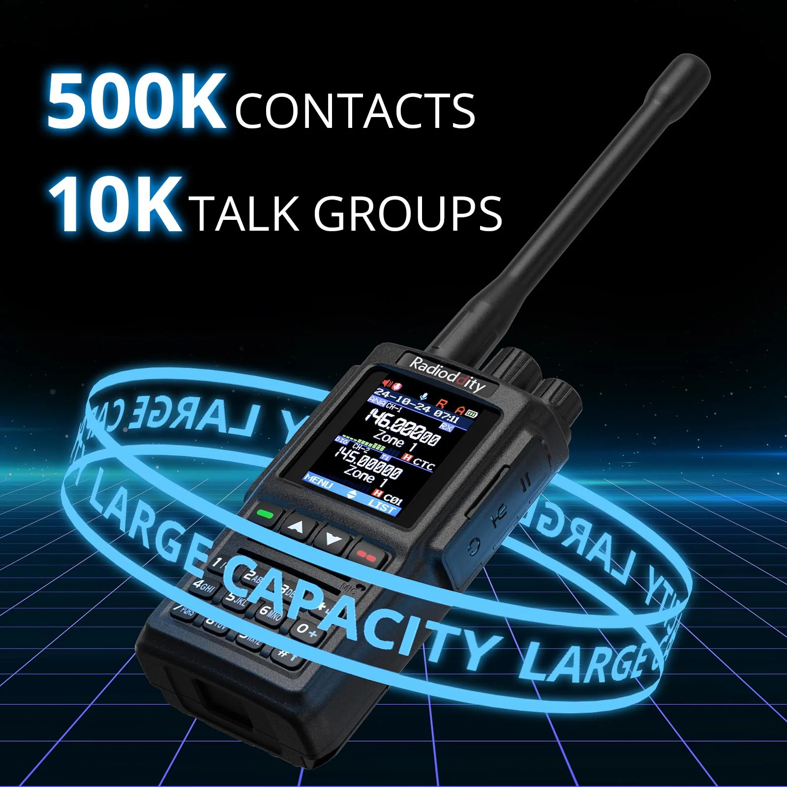 Radioddity GD-168 DMR | 5W | Dual Band Dual Mode | Satellite Communicate | Noise Reduction | 500K Contacts | Dual Battery & Antennas | Type-C Charge & Program - Image 3