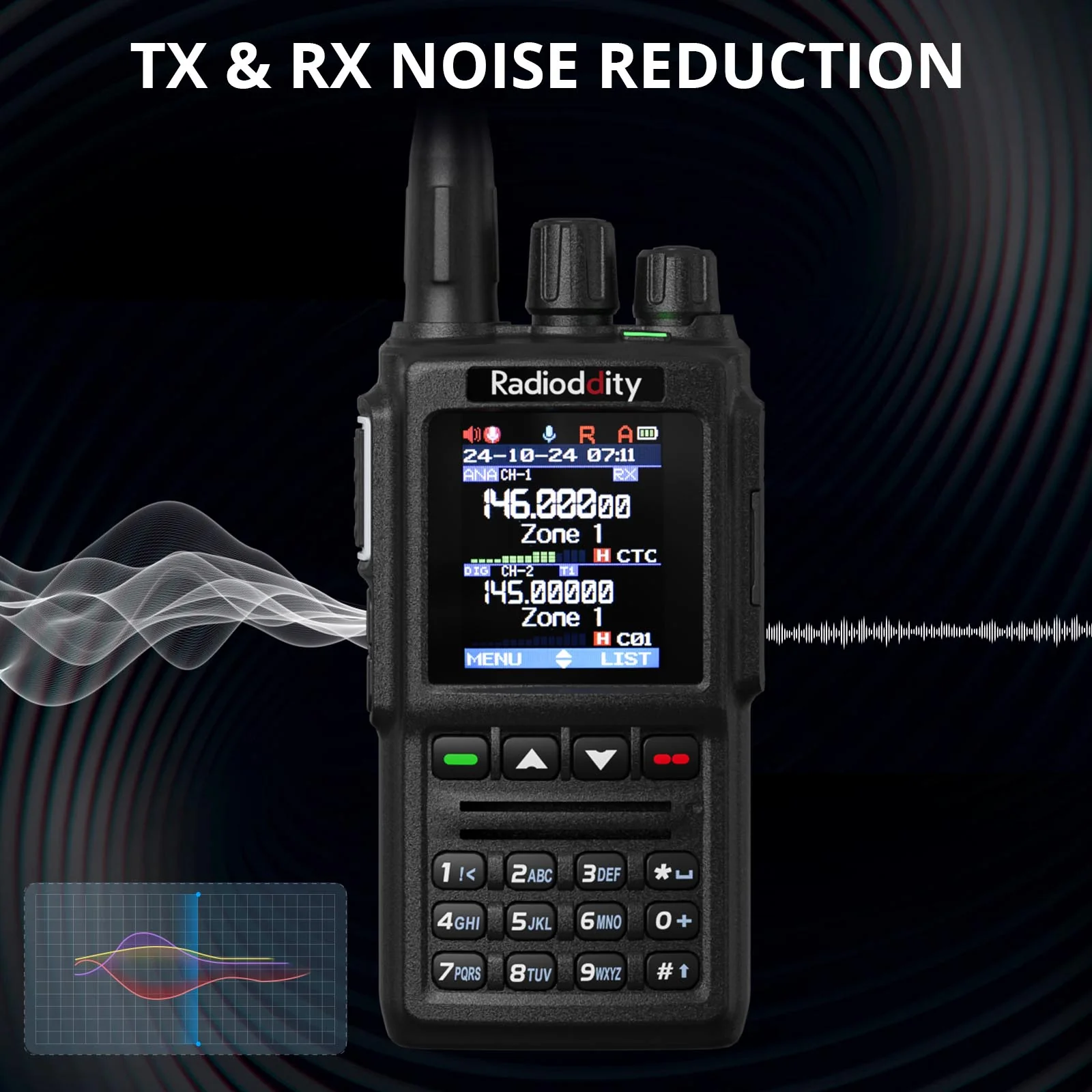 Radioddity GD-168 DMR | 5W | Dual Band Dual Mode | Satellite Communicate | Noise Reduction | 500K Contacts | Dual Battery & Antennas | Type-C Charge & Program - Image 5