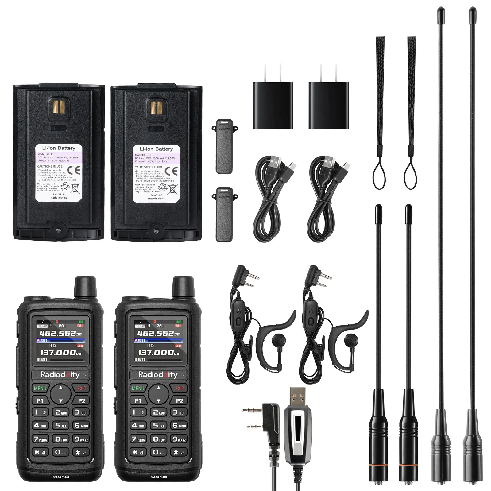 Radioddity GM-30 Plus GMRS Radio | 5W | 1000 Channels| GMRS Repeater | NOAA/UHF/VHF/Airband Scanner |  GPS Tracking | 2500mAh Battery | USB-C Charging | Support CHIRP Programming - Image 10