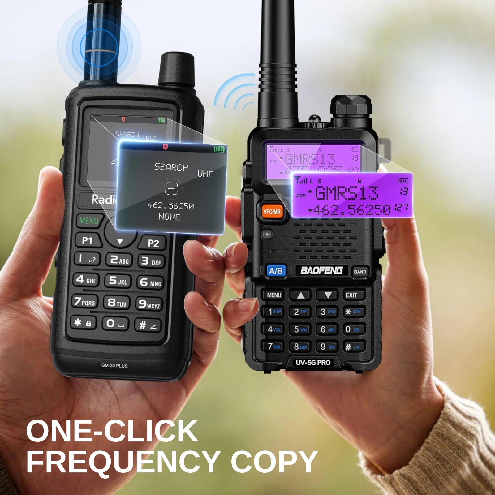 Radioddity GM-30 Plus GMRS Radio | 5W | 1000 Channels| GMRS Repeater | NOAA/UHF/VHF/Airband Scanner |  GPS Tracking | 2500mAh Battery | USB-C Charging | Support CHIRP Programming - Image 5