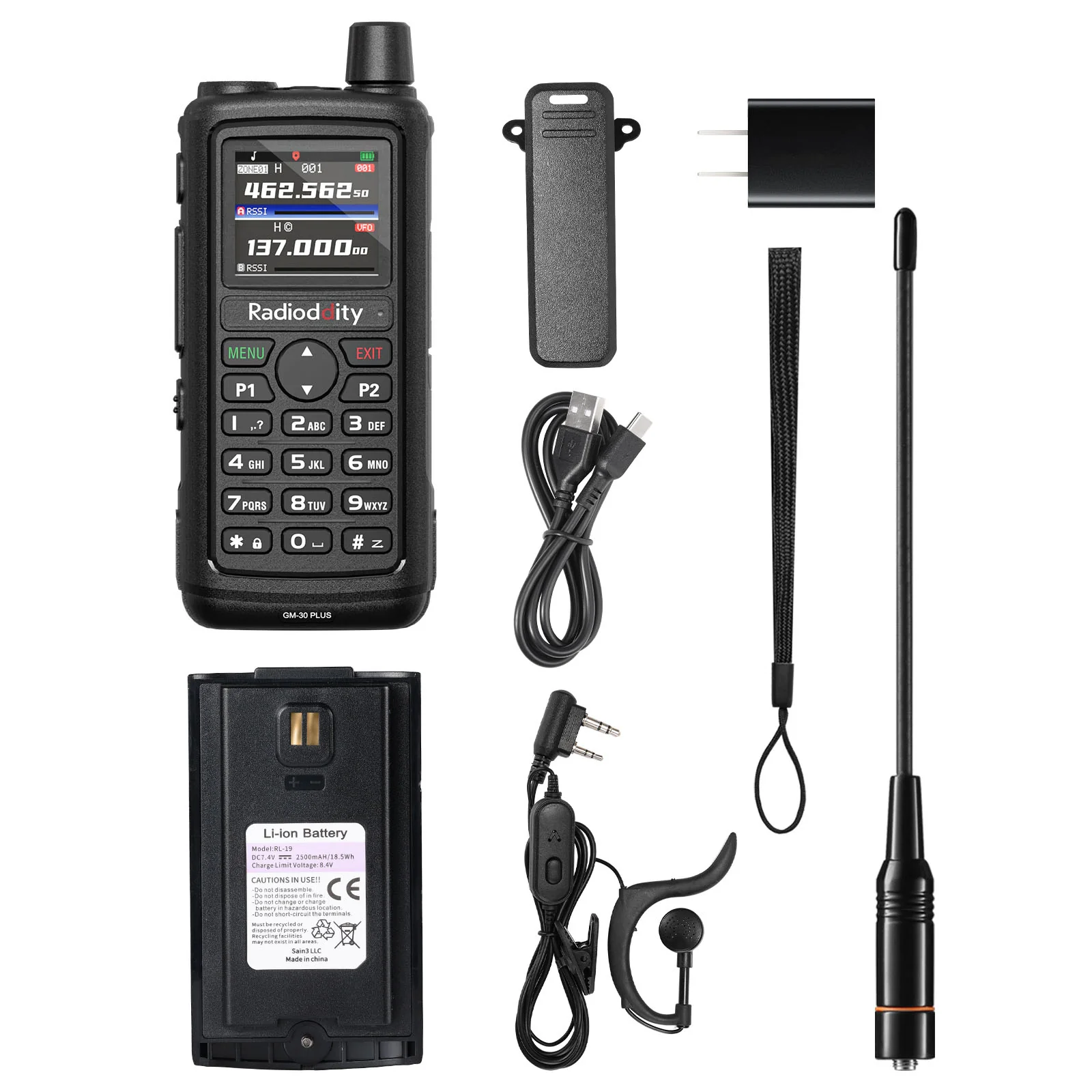 Radioddity GM-30 Plus GMRS Radio | 5W | 1000 Channels| GMRS Repeater | NOAA/UHF/VHF/Airband Scanner |  GPS Tracking | 2500mAh Battery | USB-C Charging | Support CHIRP Programming - Image 8