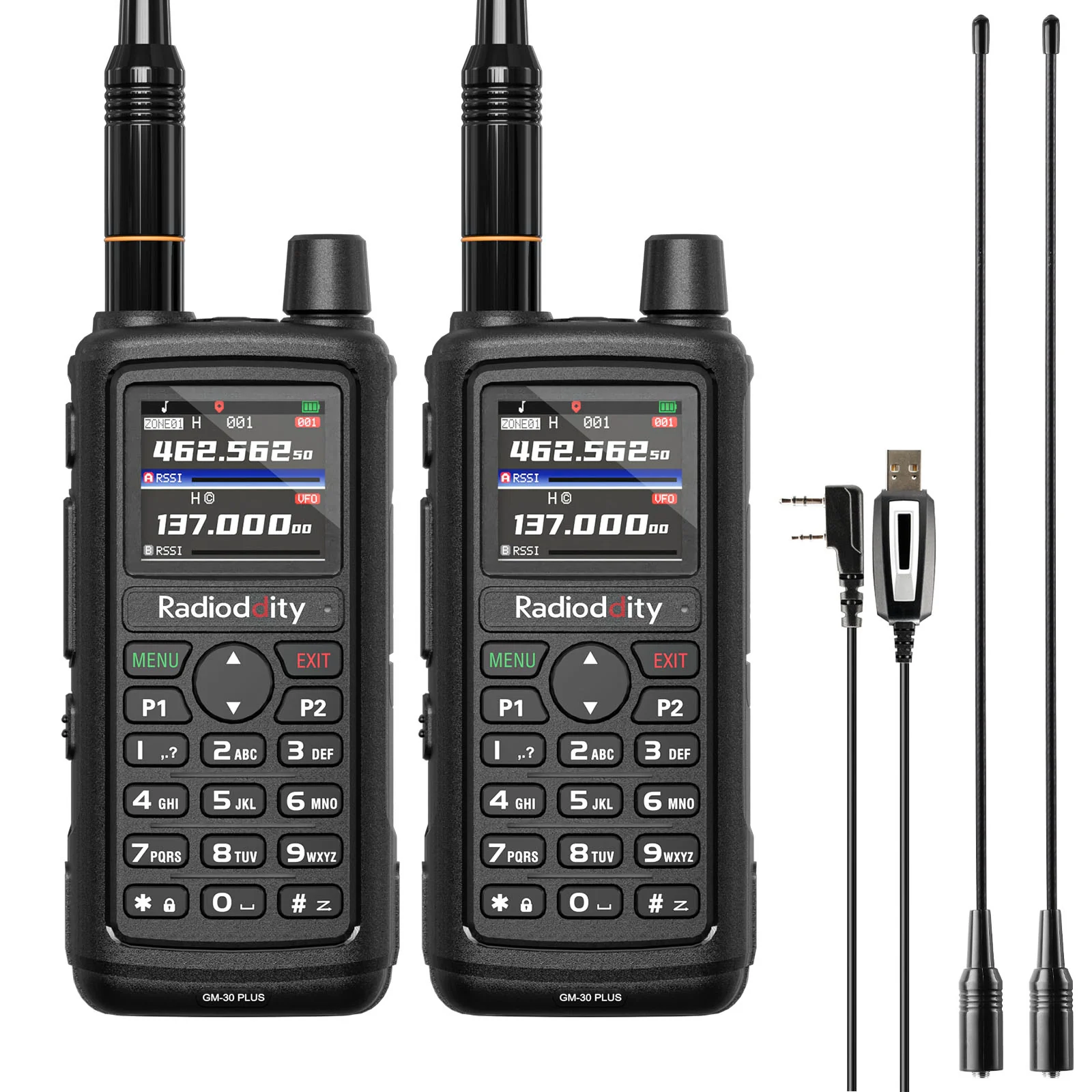 Radioddity GM-30 Plus GMRS Radio | 5W | 1000 Channels| GMRS Repeater | NOAA/UHF/VHF/Airband Scanner |  GPS Tracking | 2500mAh Battery | USB-C Charging | Support CHIRP Programming - Image 9
