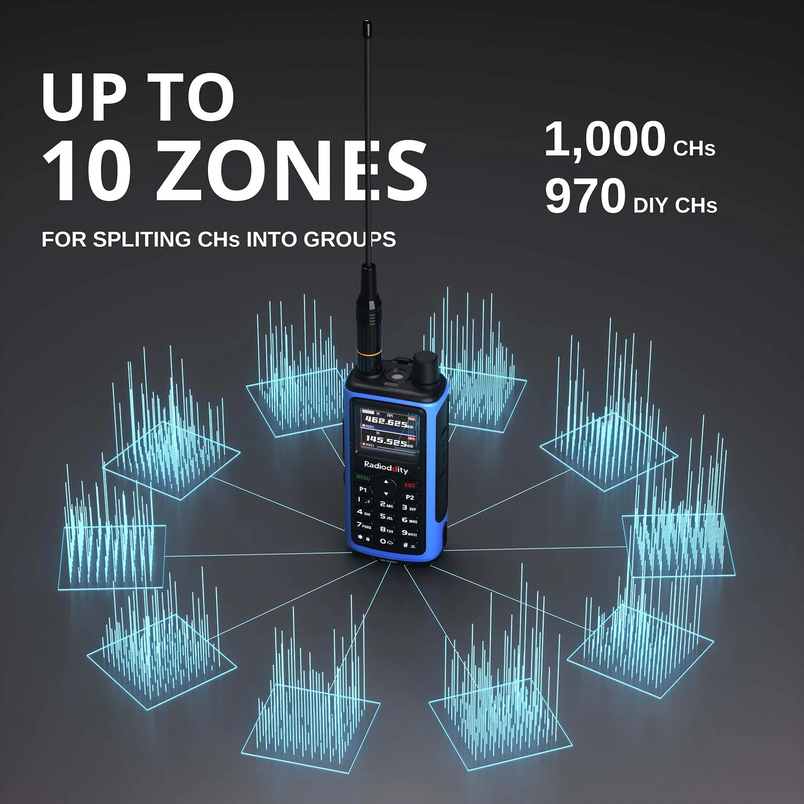 Radioddity GM-30 PRO GMRS Radio | 1.77" TFT Display | 1,000 Channels | APP Wireless Programming | UHF/VHF/ NOAA/FM/Airband RX | USB-C Charging | Frequency Copy | Support CHIRP Programming - Image 5