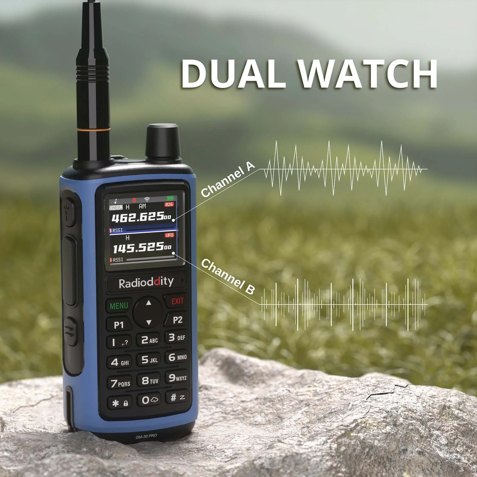 Radioddity GM-30 PRO GMRS Radio | 1.77" TFT Display | 1,000 Channels | APP Wireless Programming | UHF/VHF/ NOAA/FM/Airband RX | USB-C Charging | Frequency Copy | Support CHIRP Programming - Image 8