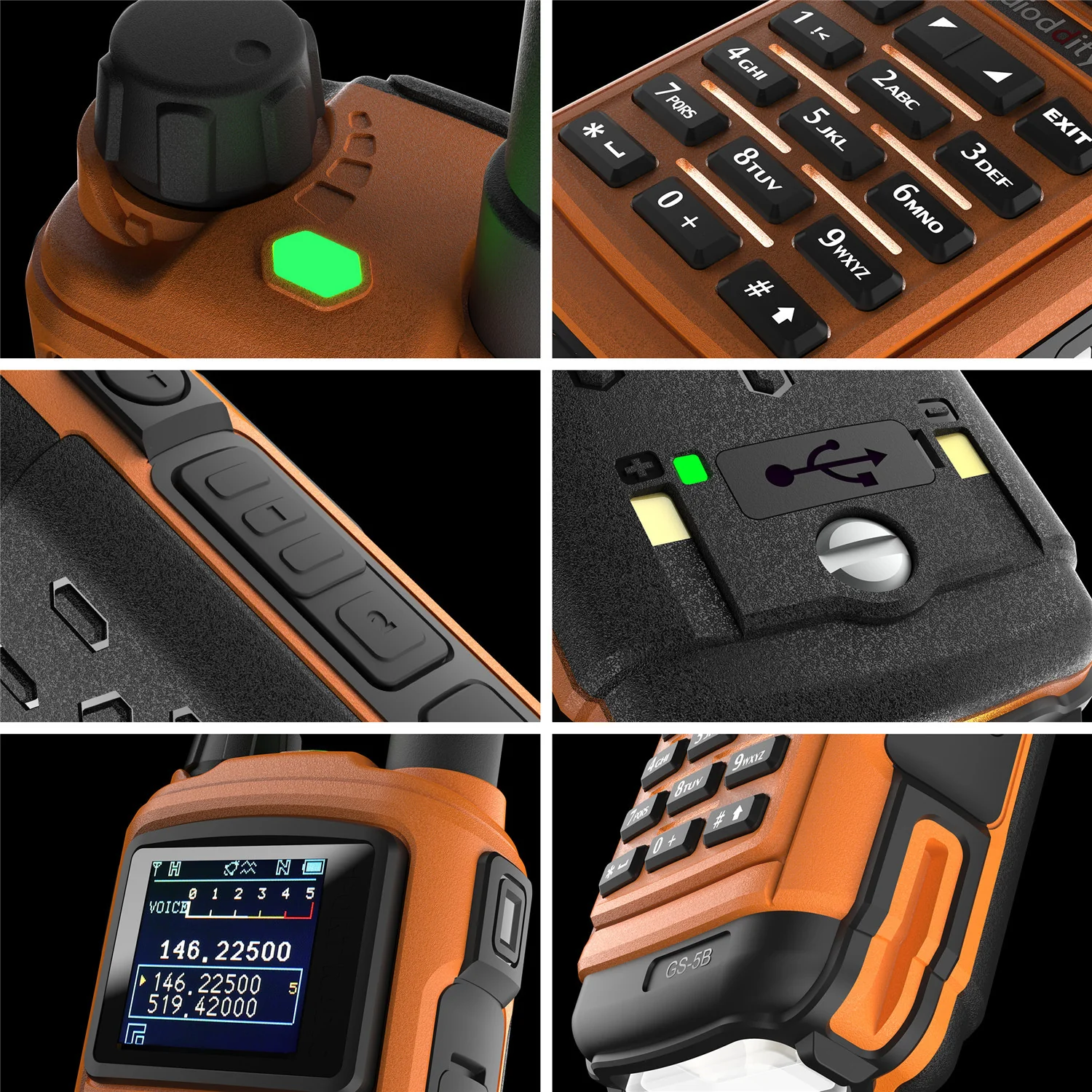 Radioddity GS-5B Analog Radio | 8W | Dual PTT | Bluetooth Programming | S-Meter | 512 CHs | USB-C Charging | 2000mAh Battery | Support CHIRP Programming - Image 2