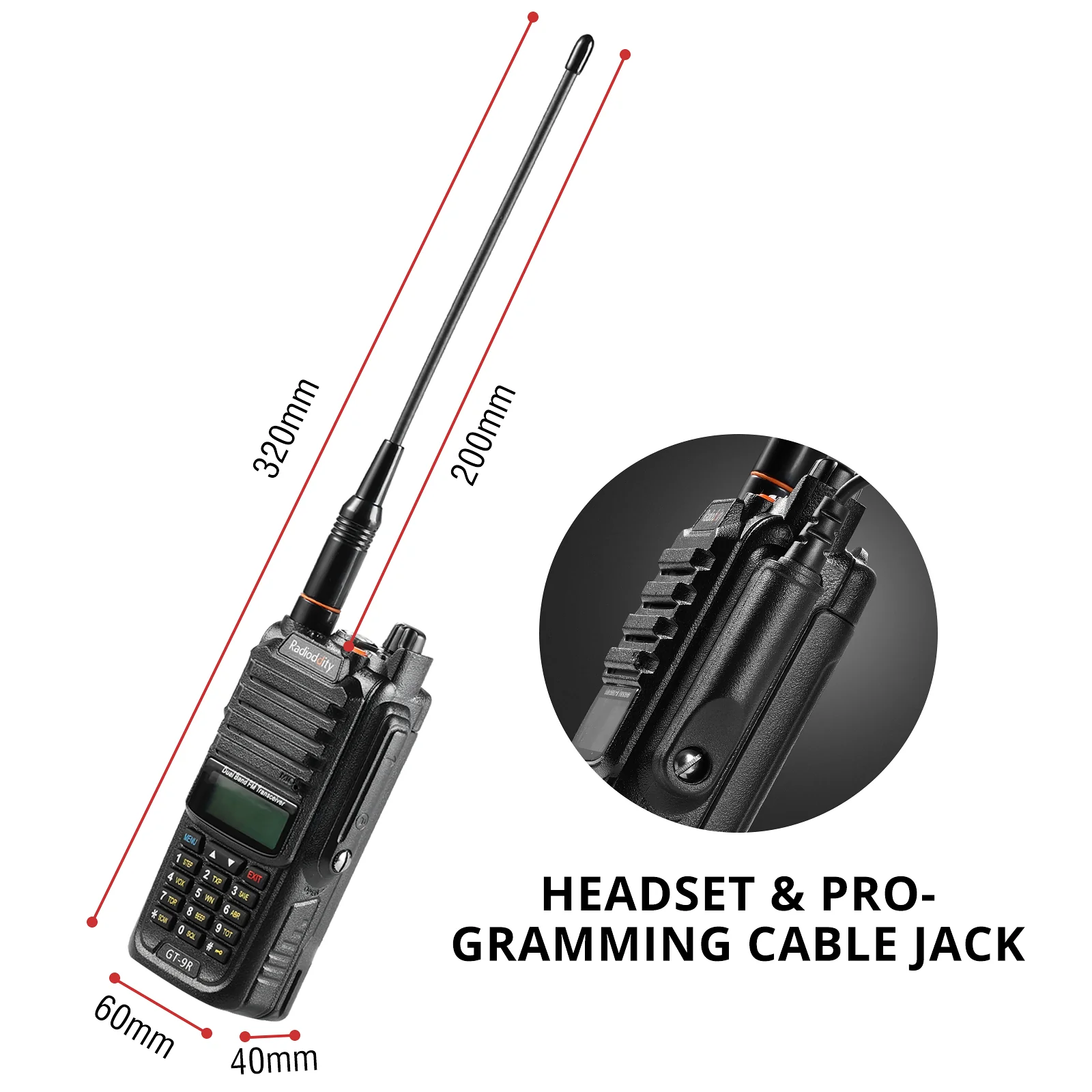 Radioddity GT-9R Dual Band Radio | 5W | IP67 Waterproof | 2000mAh | Customized EU Frequency - Image 4