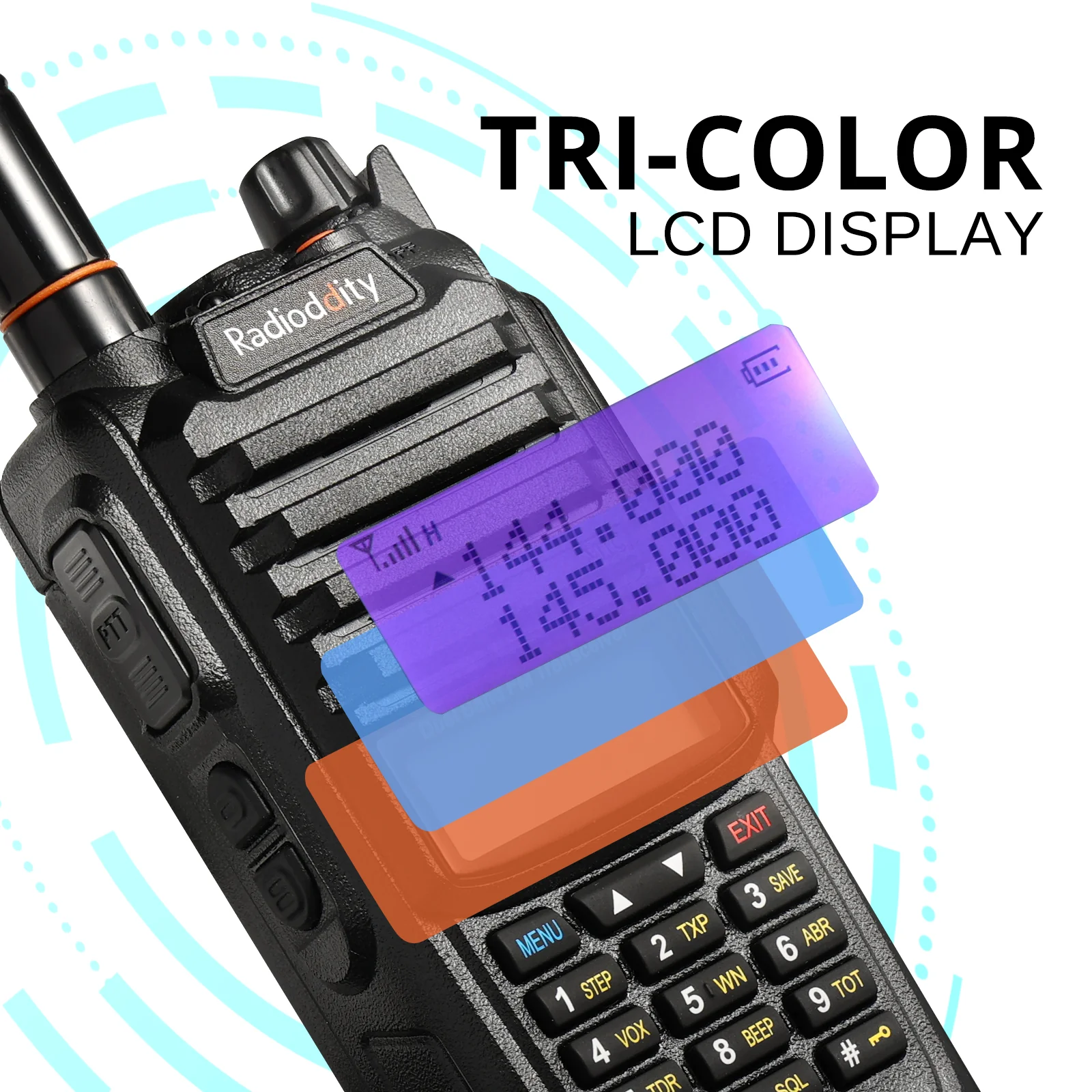 Radioddity GT-9R Dual Band Radio | 5W | IP67 Waterproof | 2000mAh | Customized EU Frequency - Image 9