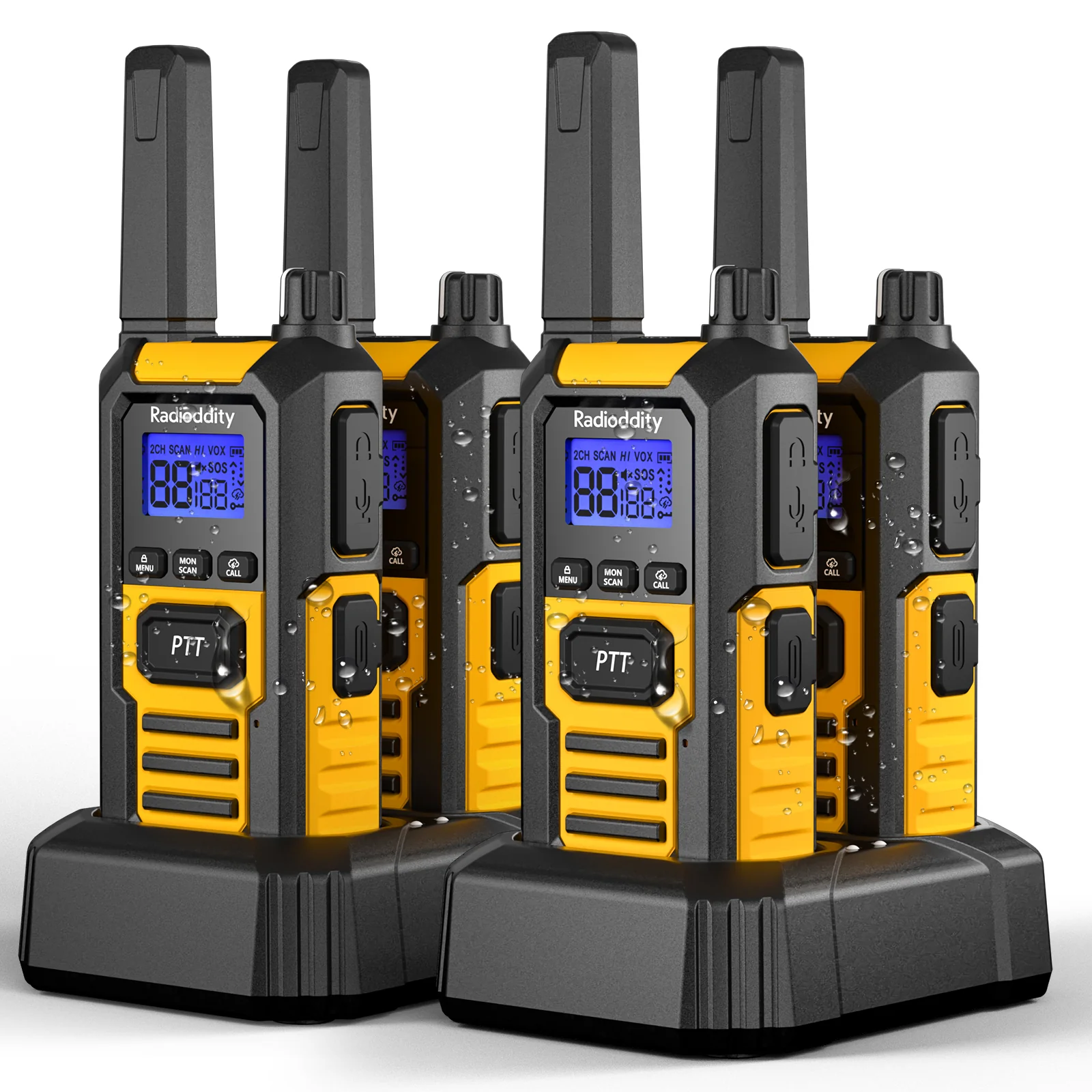 Radioddity HD-1 Heavy Duty Radio | FRS/PMR | IP67 Waterproof | One-Key Group Call | Vibrate Alert | SOS | Dual PTT | 2400 mAh Battery | USB-C Charging - Image 12