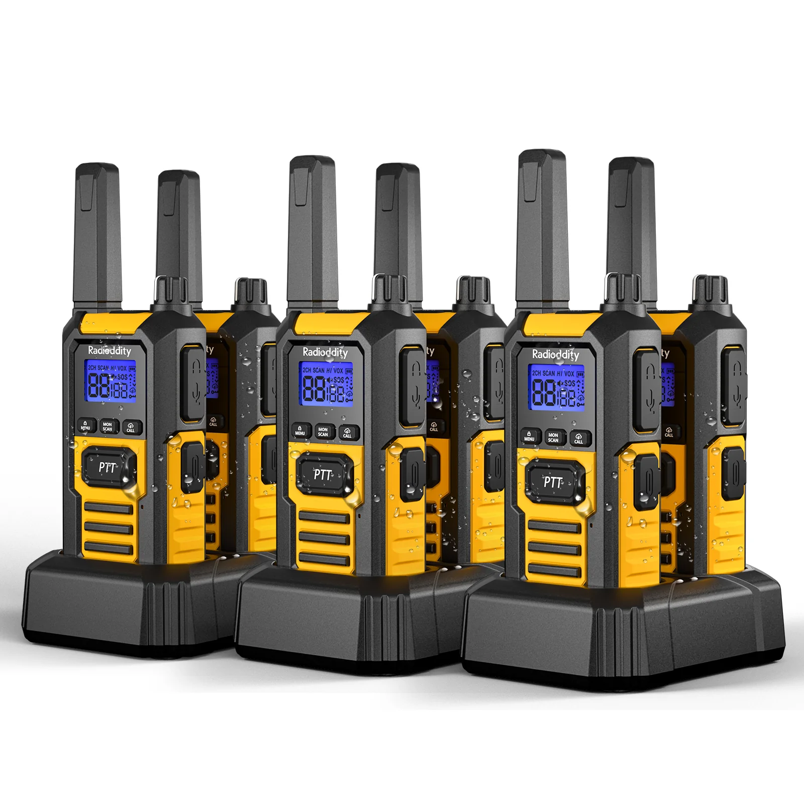 Radioddity HD-1 Heavy Duty Radio | FRS/PMR | IP67 Waterproof | One-Key Group Call | Vibrate Alert | SOS | Dual PTT | 2400 mAh Battery | USB-C Charging - Image 13