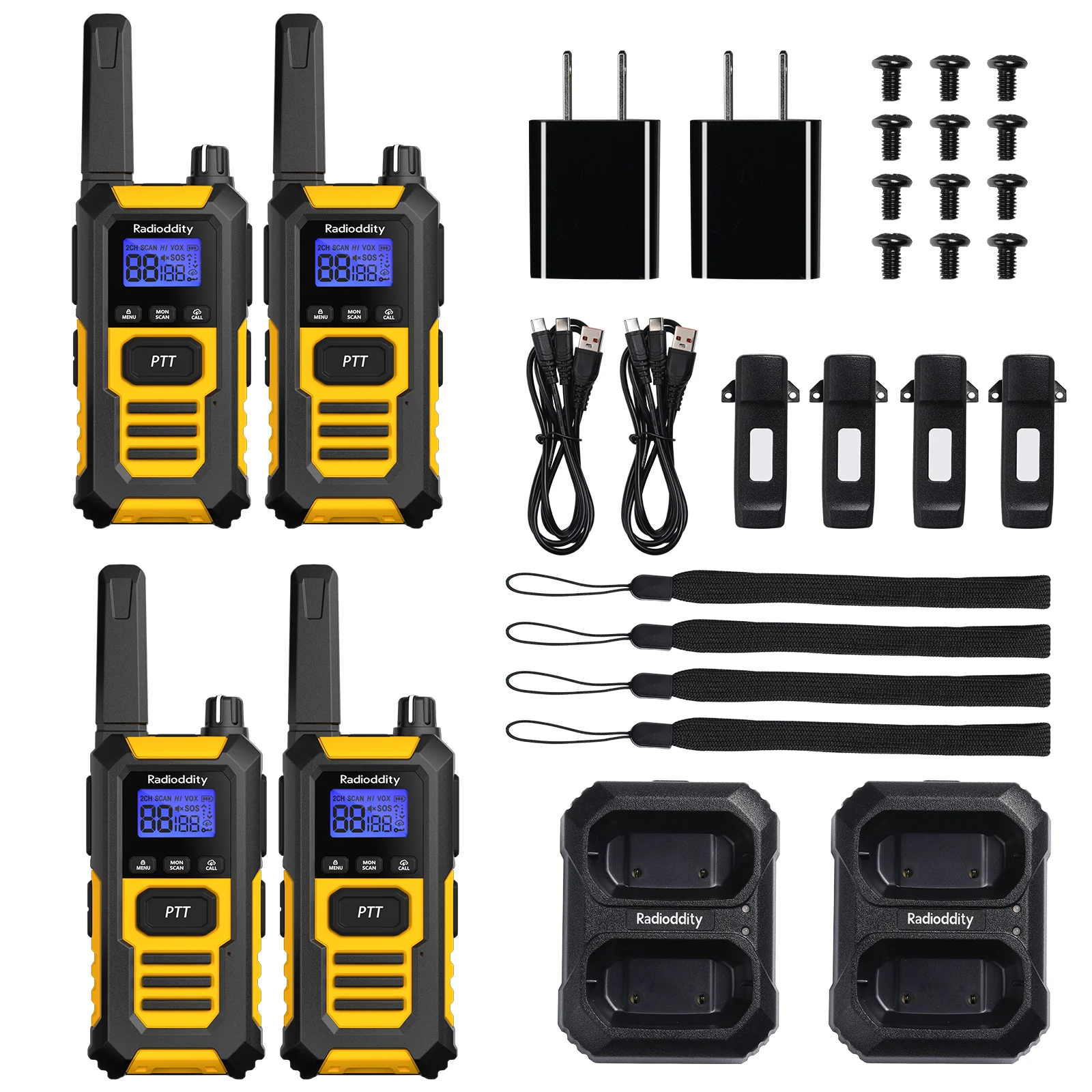 Radioddity HD-1 Heavy Duty Radio | FRS/PMR | IP67 Waterproof | One-Key Group Call | Vibrate Alert | SOS | Dual PTT | 2400 mAh Battery | USB-C Charging - Image 14