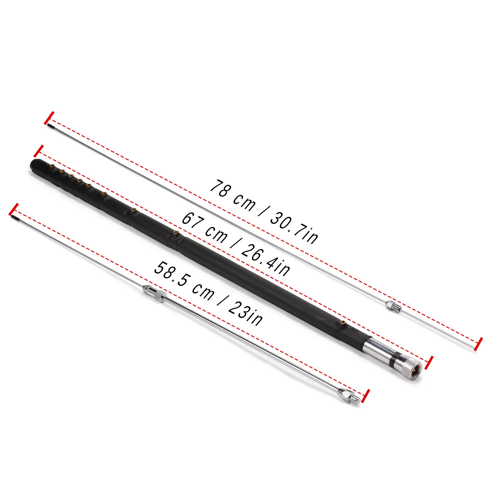 Radioddity HF-008 Portable Telescopic Antenna | VHF/HF(6M-80M) | 3.5-50MHz | SWR 1.0-1.5 | PL-259/SL16-K Interface - Image 5