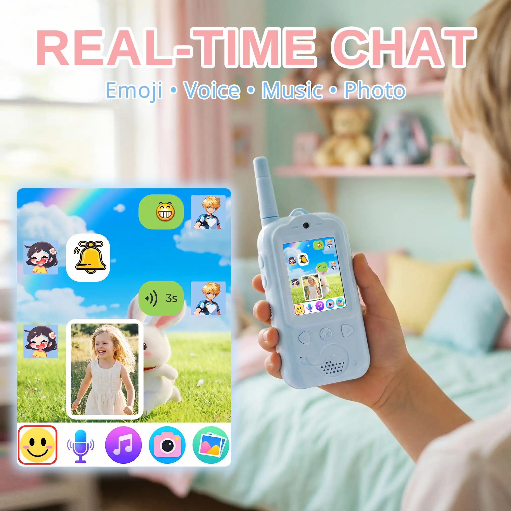 Radioddity KiddoTalk V1 Video Screen Walkie Talkies | 4 Fun Video Modes & Voice Effect | Toys for Boys&Girls - Image 12