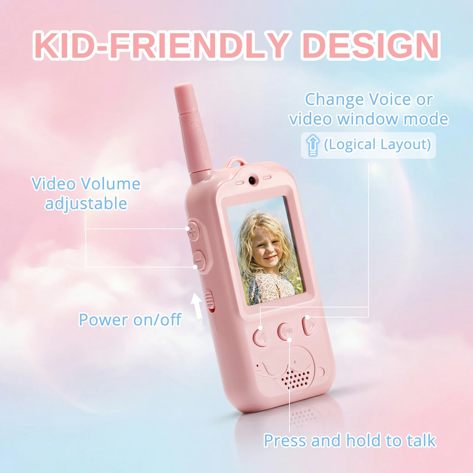 Radioddity KiddoTalk V1 Video Screen Walkie Talkies | 4 Fun Video Modes & Voice Effect | Toys for Boys&Girls - Image 5