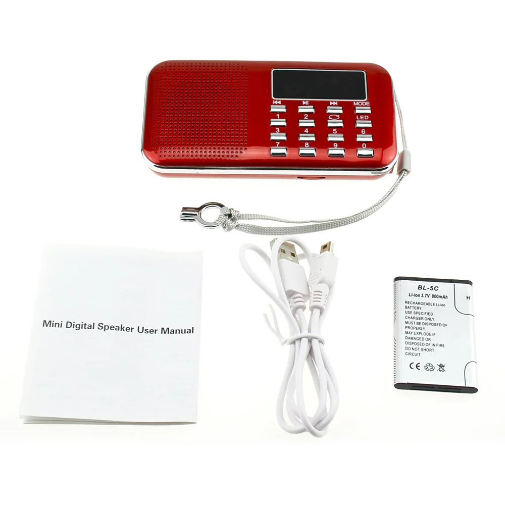 Radioddity L-908 Mini Digital FM LCD Radio, Red [DISCONTINUED] - Image 6