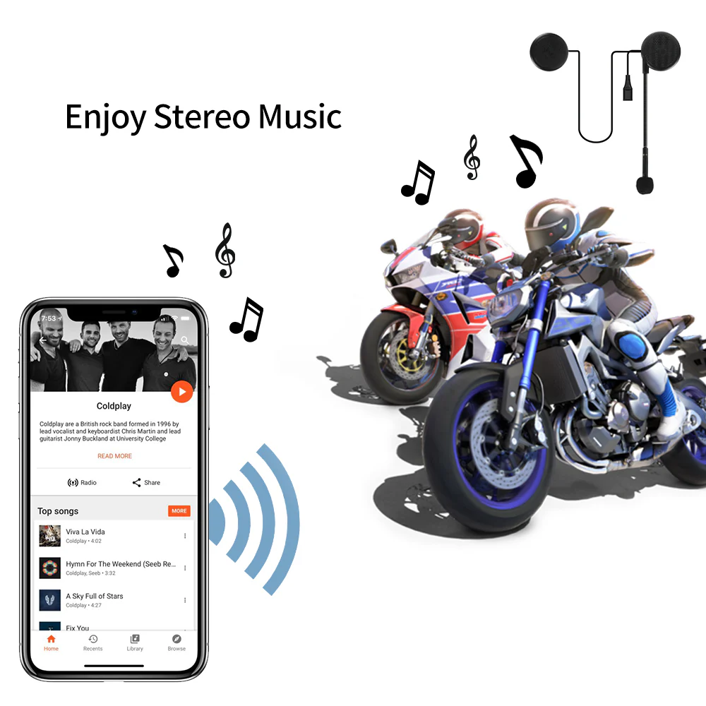 Radioddity L1M Wireless Hands-Free Motorcycle Helmet Headset Compatible with Bluetooth 4.0 [DISCONTINUED] - Image 7