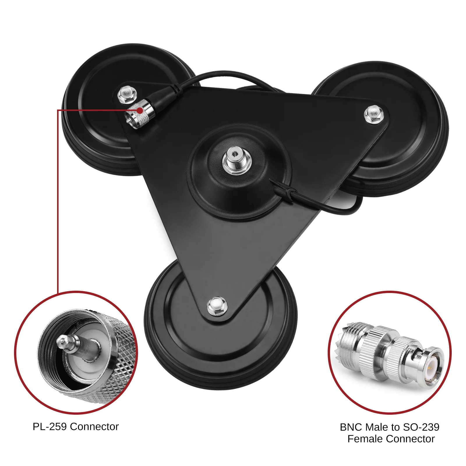 Radioddity M916 Heavy Duty Antenna Magnet Mount | SO-239 Connection | 4M/157’’ Long | RG-58AU Coaxial Cable - Image 4