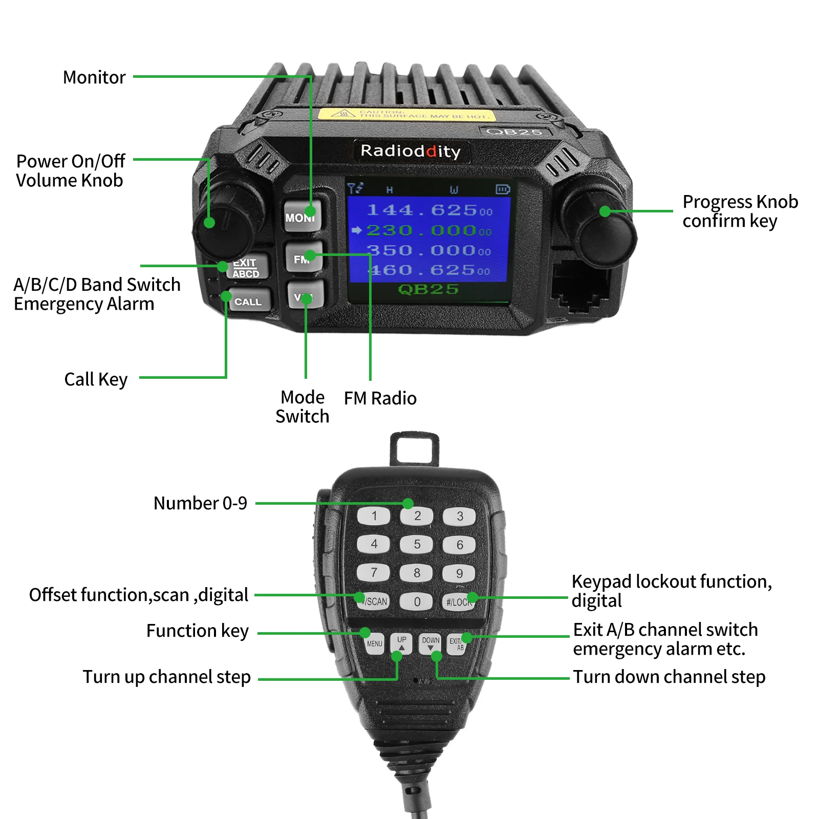 QB25 Pro Quad Band Mini Mobile Radio+ Cable + 50W Antenna | Support CHIRP Programming - Image 5