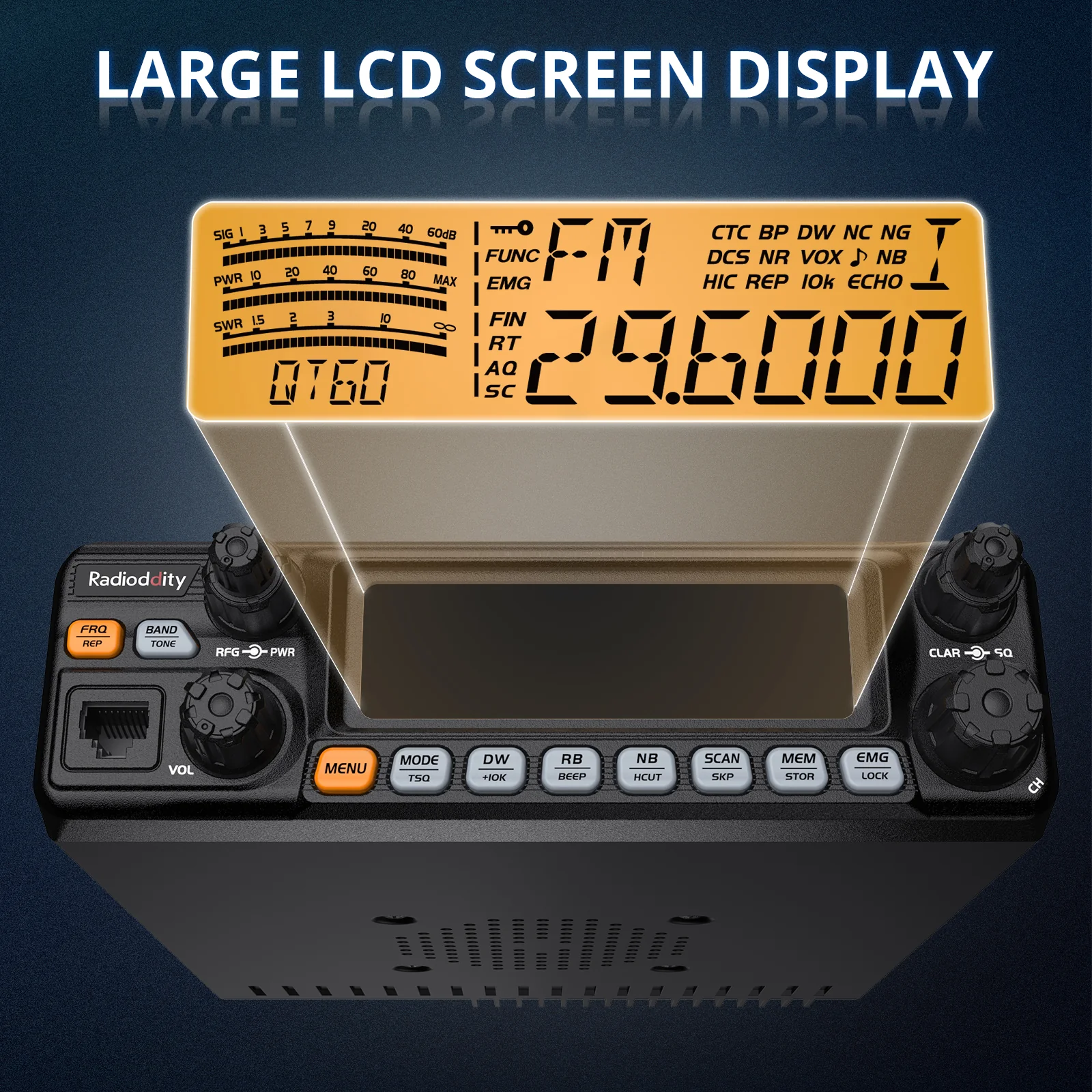 Radioddity QT60 Pro 10 Meter Radio | Max 60W | FM AM SSB PA CW | TX & RX Background Noise Reduction | FM Receiver - Image 4