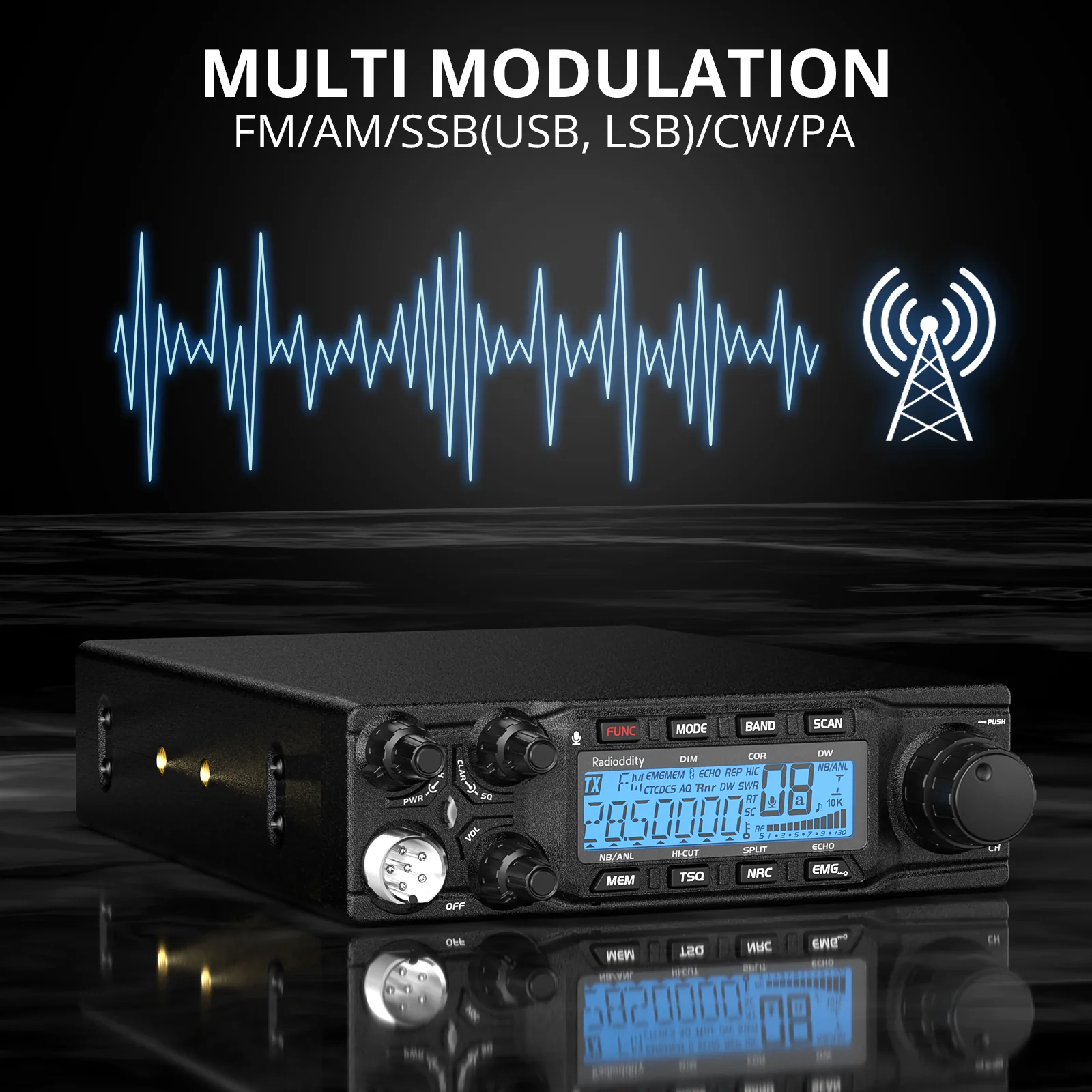 Radioddity QT80 10 Meter Radio | Max 80W | FM AM SSB CW PA | TX & RX Background Noise Reduction | Microphone Gain | Dual Watch - Image 3