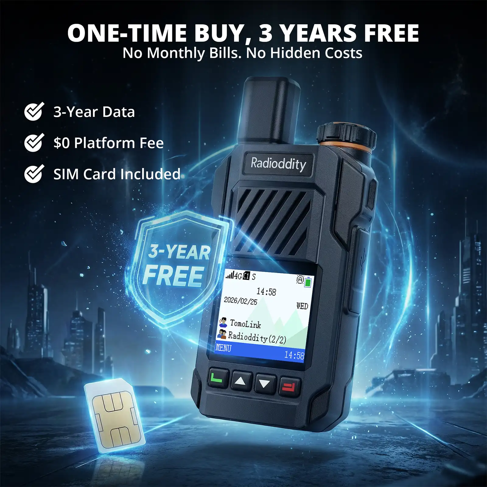 Radioddity TomoLink POC Radio | 4G LTE Coverage | Phone-to-Radio Talk via App | 2500mAh Battery | For Construction & Security - Image 10