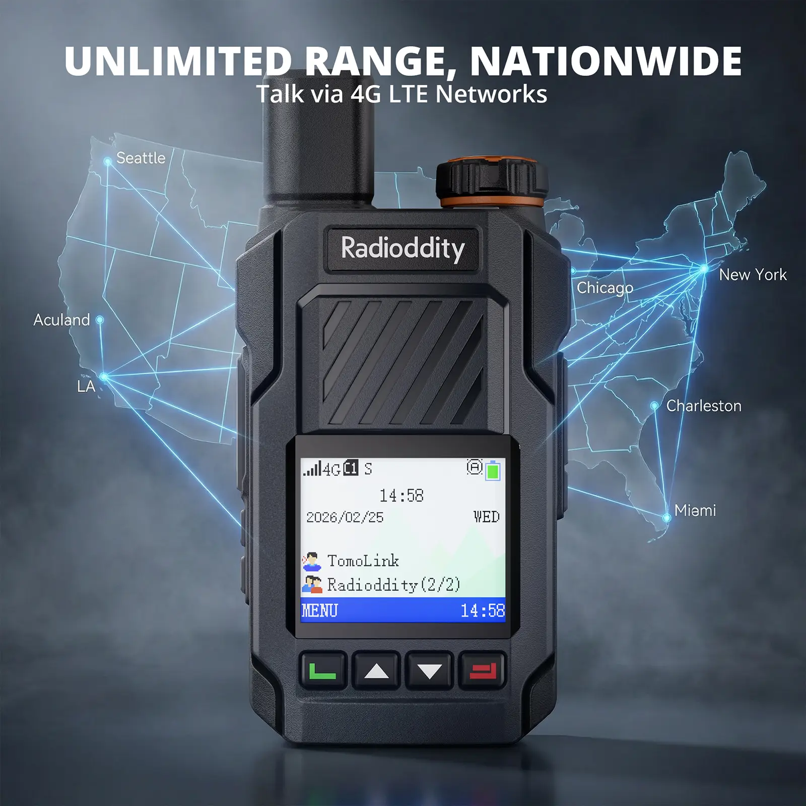 Radioddity TomoLink POC Radio | 4G LTE Coverage | Phone-to-Radio Talk via App | 2500mAh Battery | For Construction & Security - Image 3